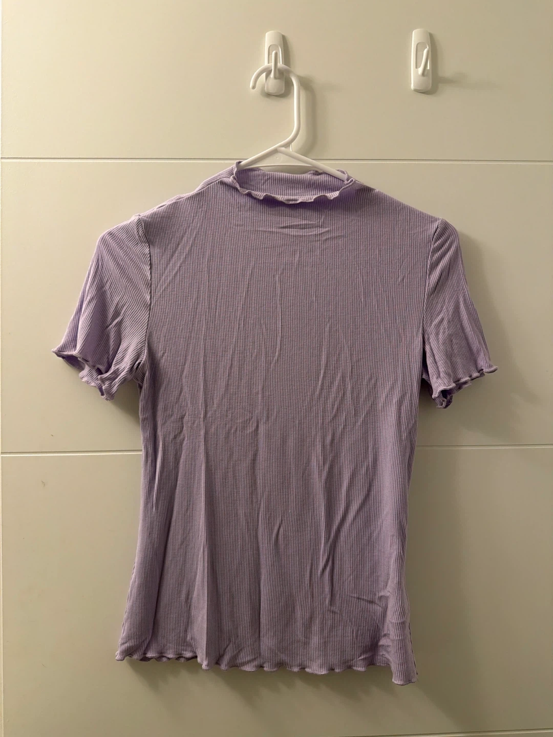 Lavender Ribbed Mock Neck T-Shirt