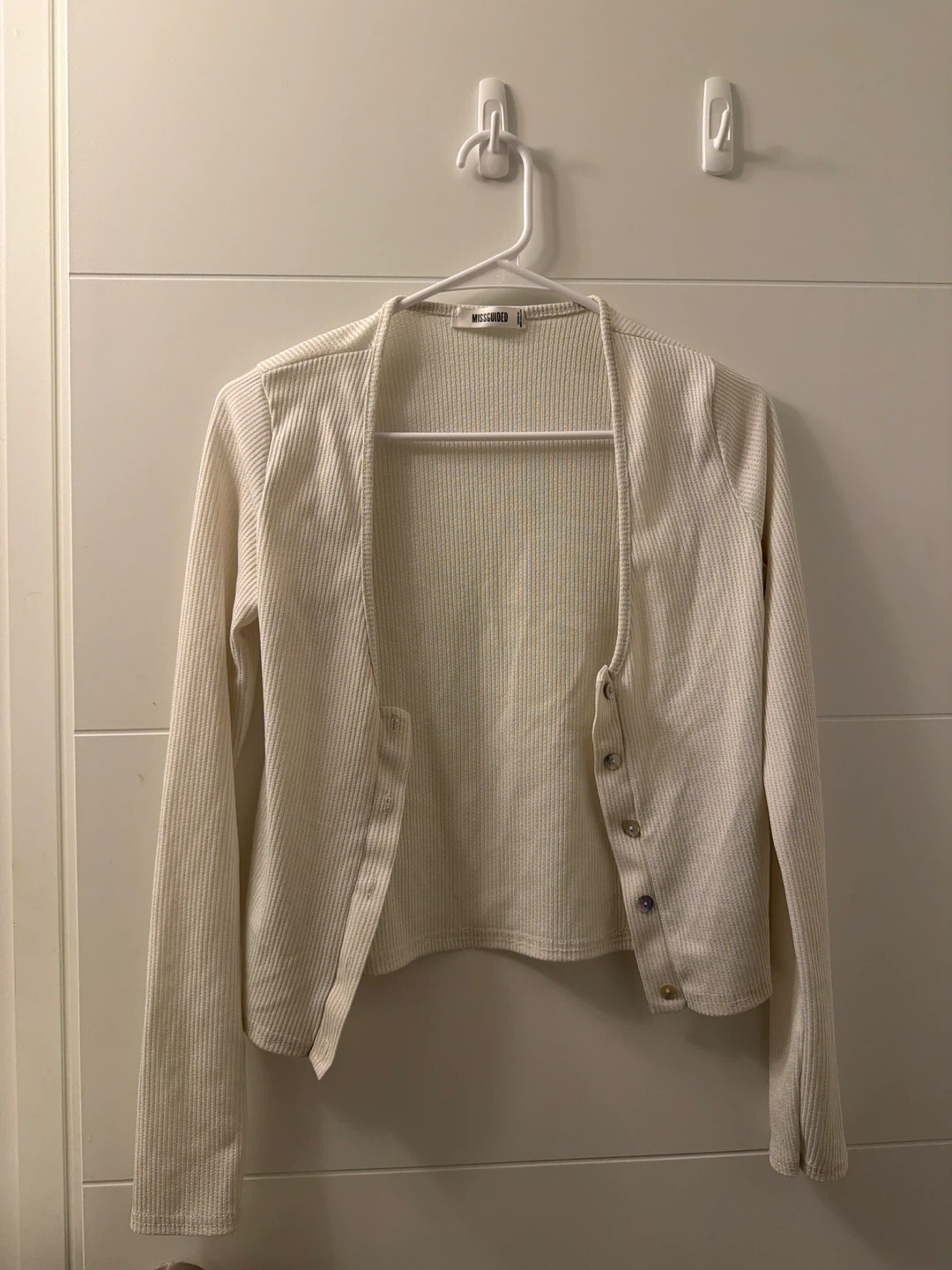 Missguided cream ribbed cardigan