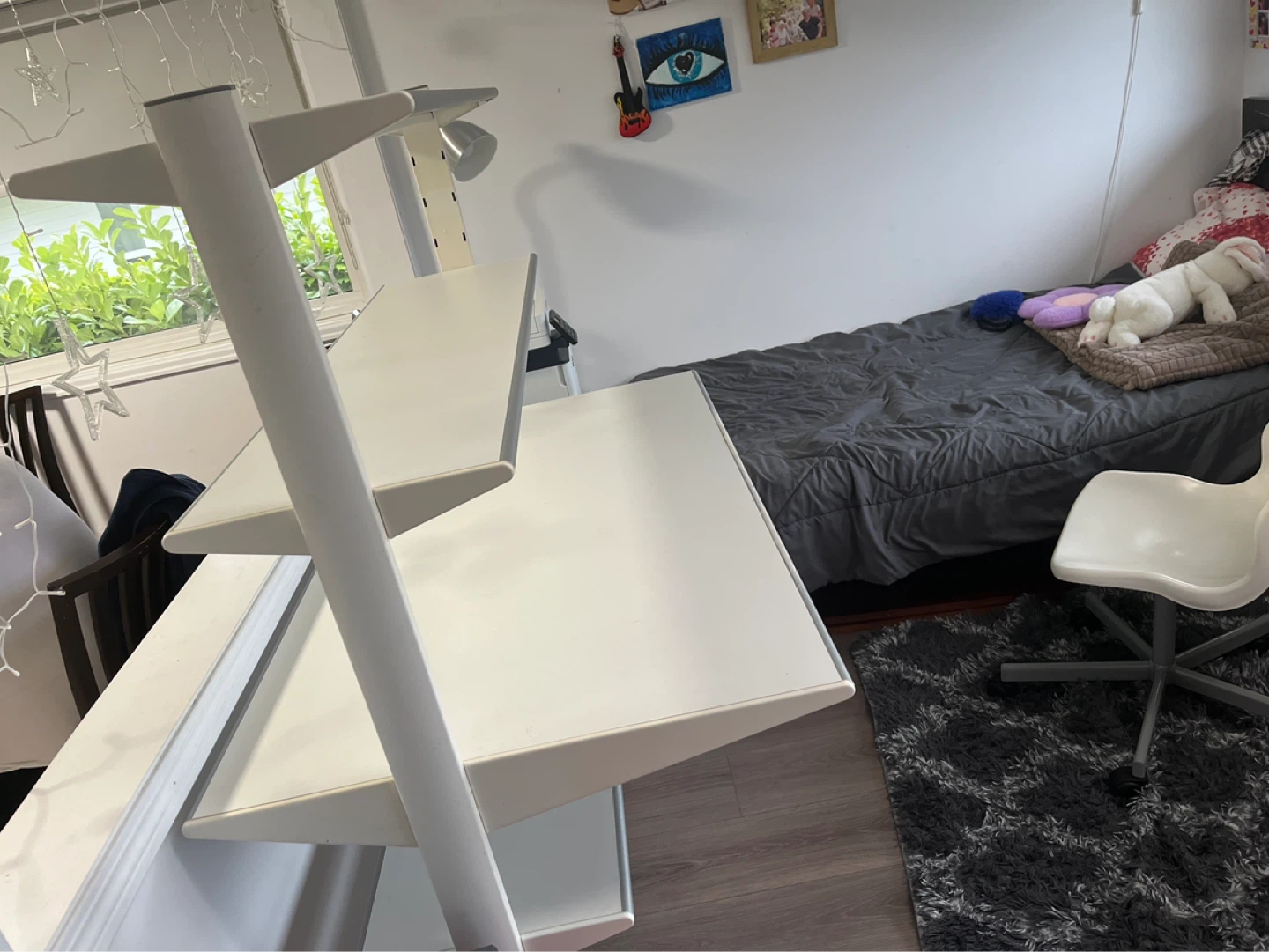 White Desk with Shelving Unit - photo 4