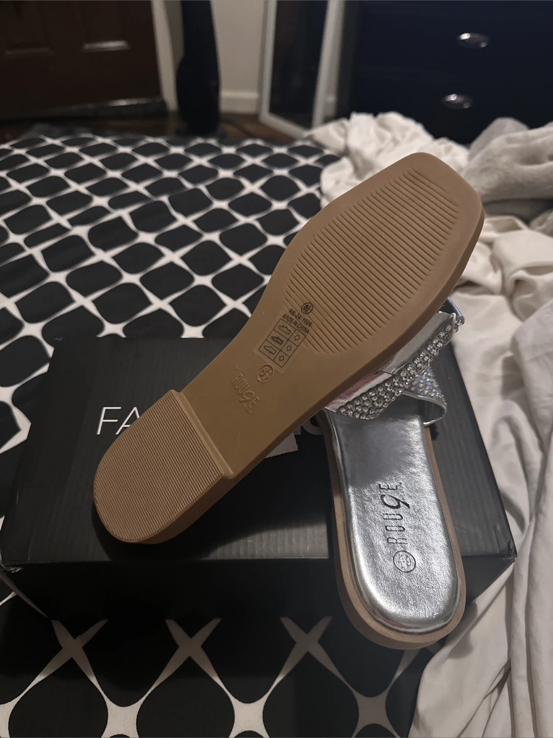 Rouge Silver Embellished Slides Sandals - Size 6.5 - photo 4