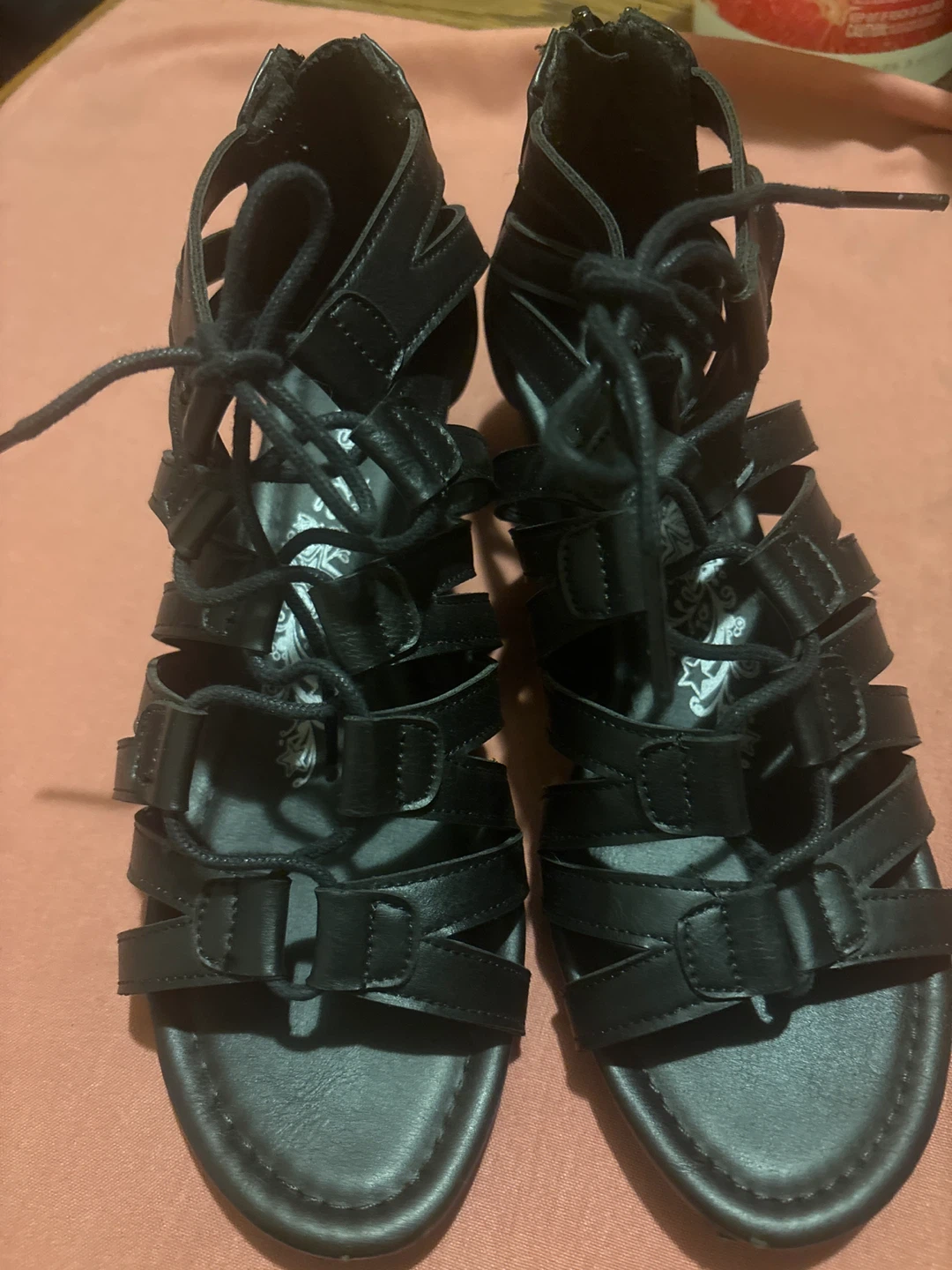 Black Gladiator Lace-Up Sandals