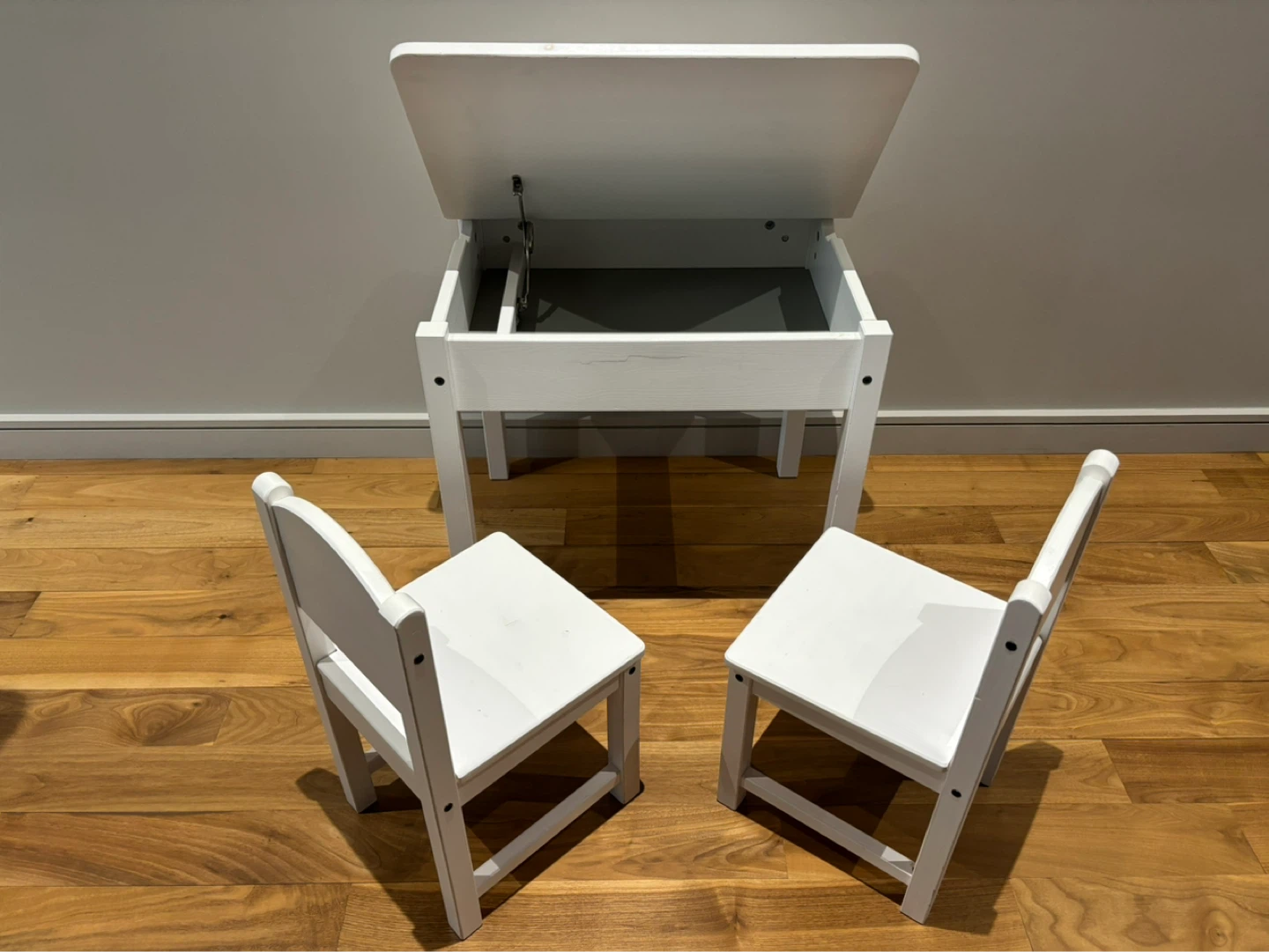 White Kids Table and Chair Set with Storage - photo 5