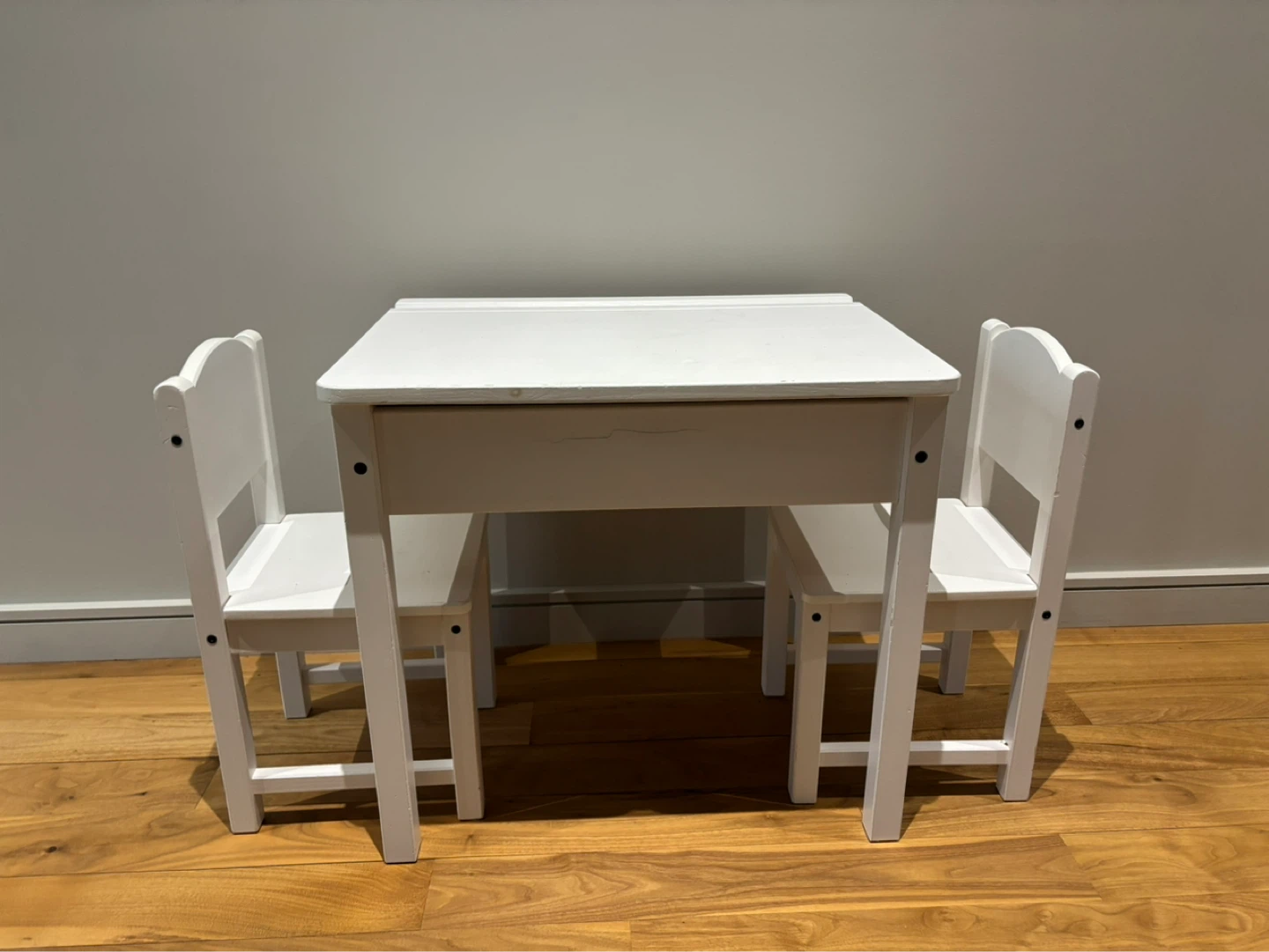 White Kids Table and Chair Set with Storage - photo 2