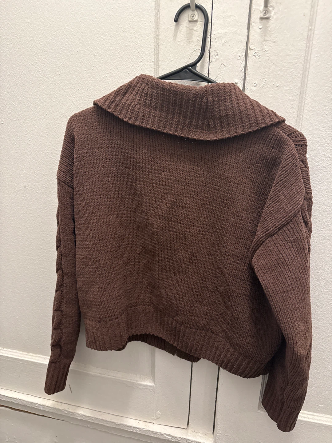 Brown Cable Knit Zip-Up Sweater Size S/M - photo 2