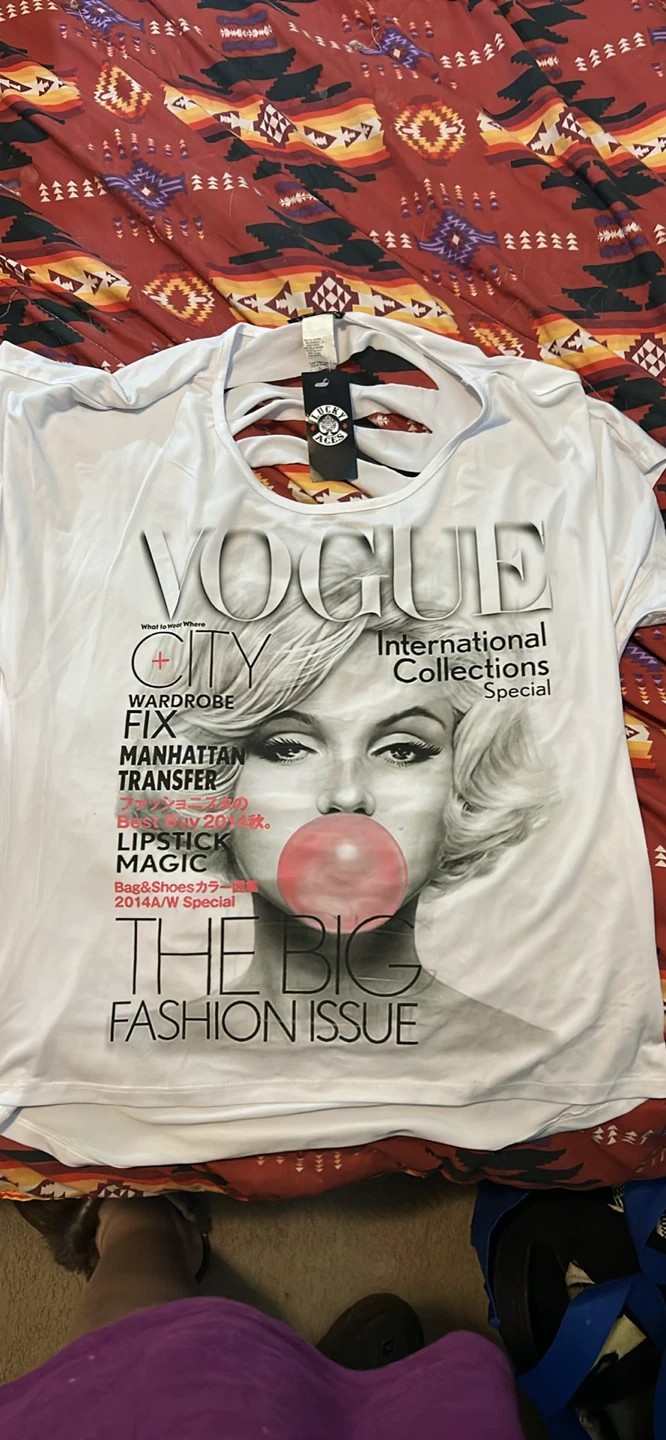 White Vogue Marilyn Monroe Graphic T-Shirt - Size L