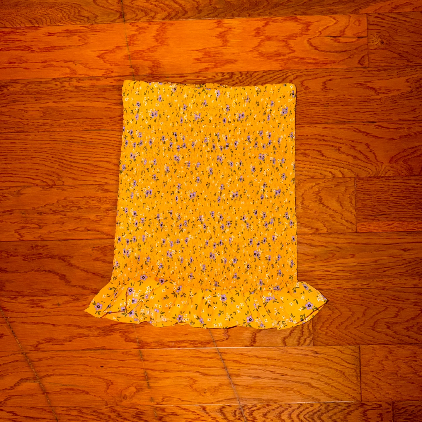 Yellow Floral Smock Tube Top