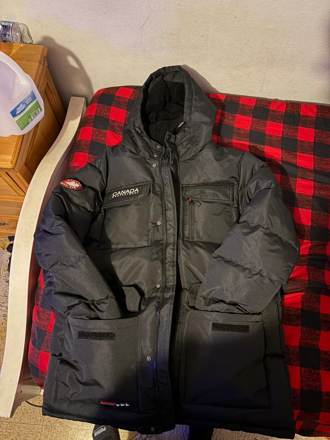 Canada WeatherGear Black Puffer Parka Jacket L/G