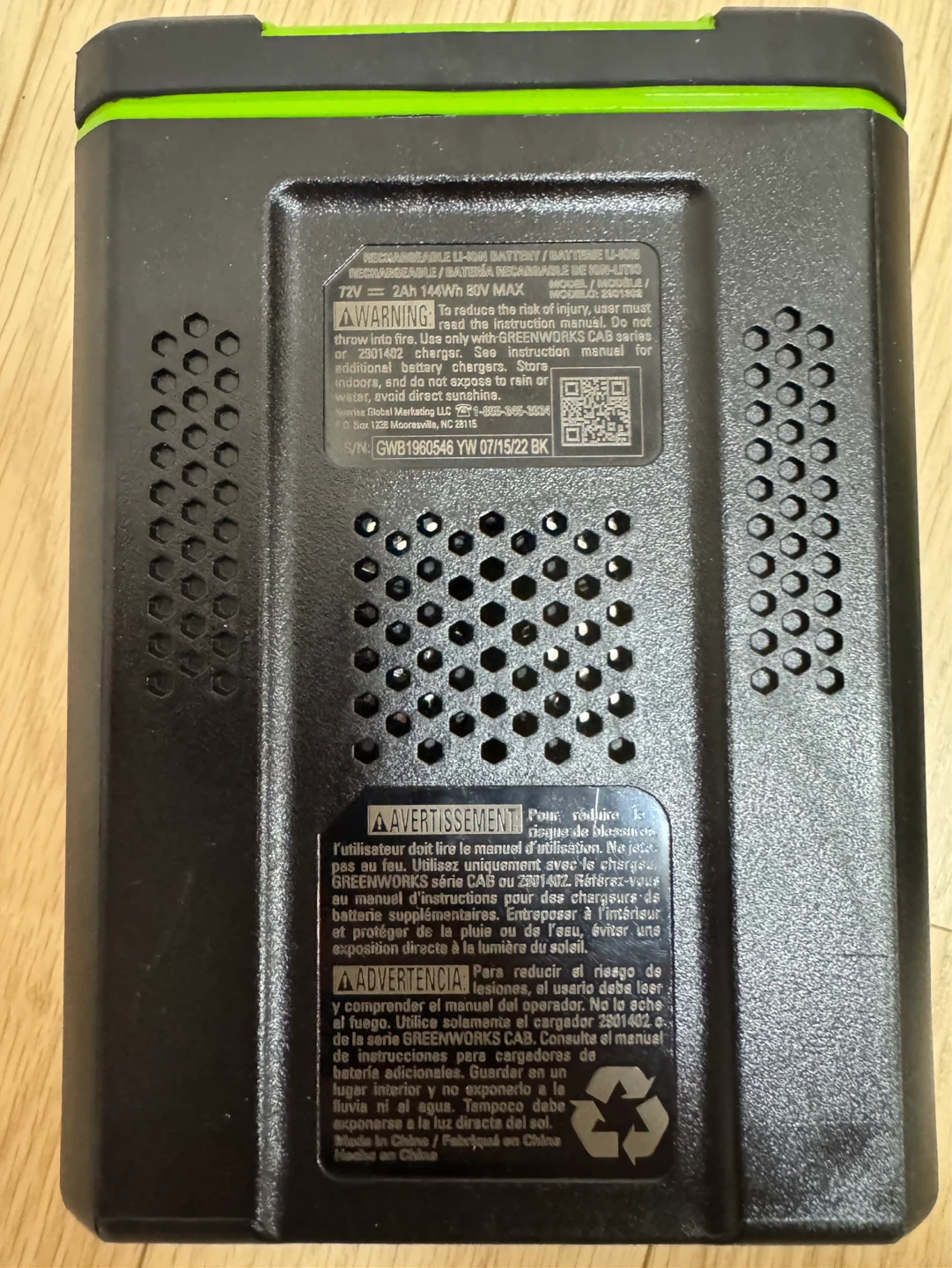 Greenworks Pro 80V Lithium-Ion Battery Charger - photo 3