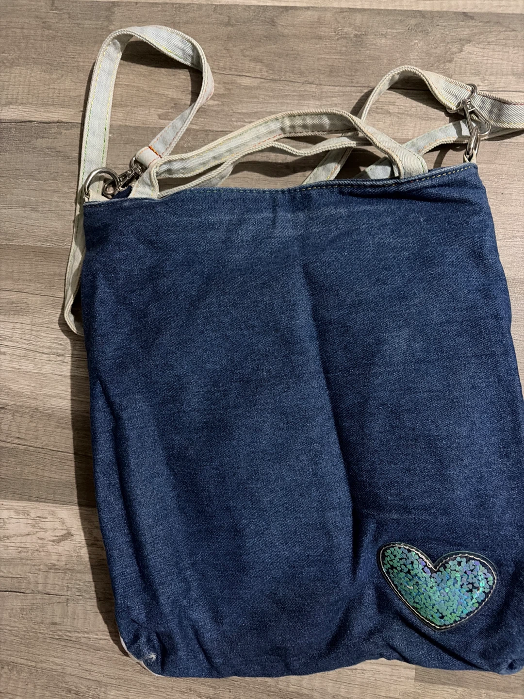 Denim Shoulder Bag with Clear Window - photo 2