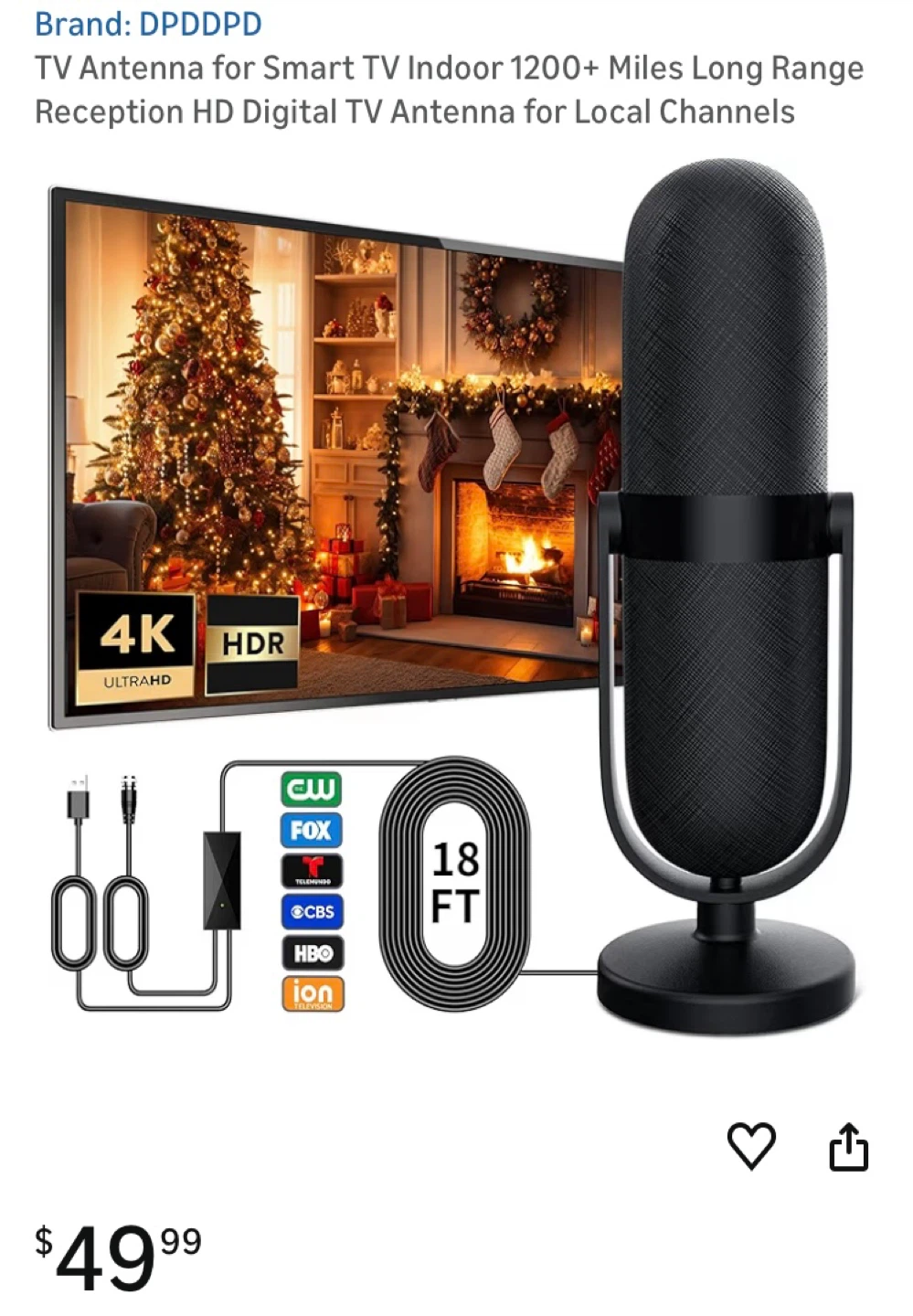 DPDDPD Indoor TV Antenna - 1200+ Miles Long Range HD Digital