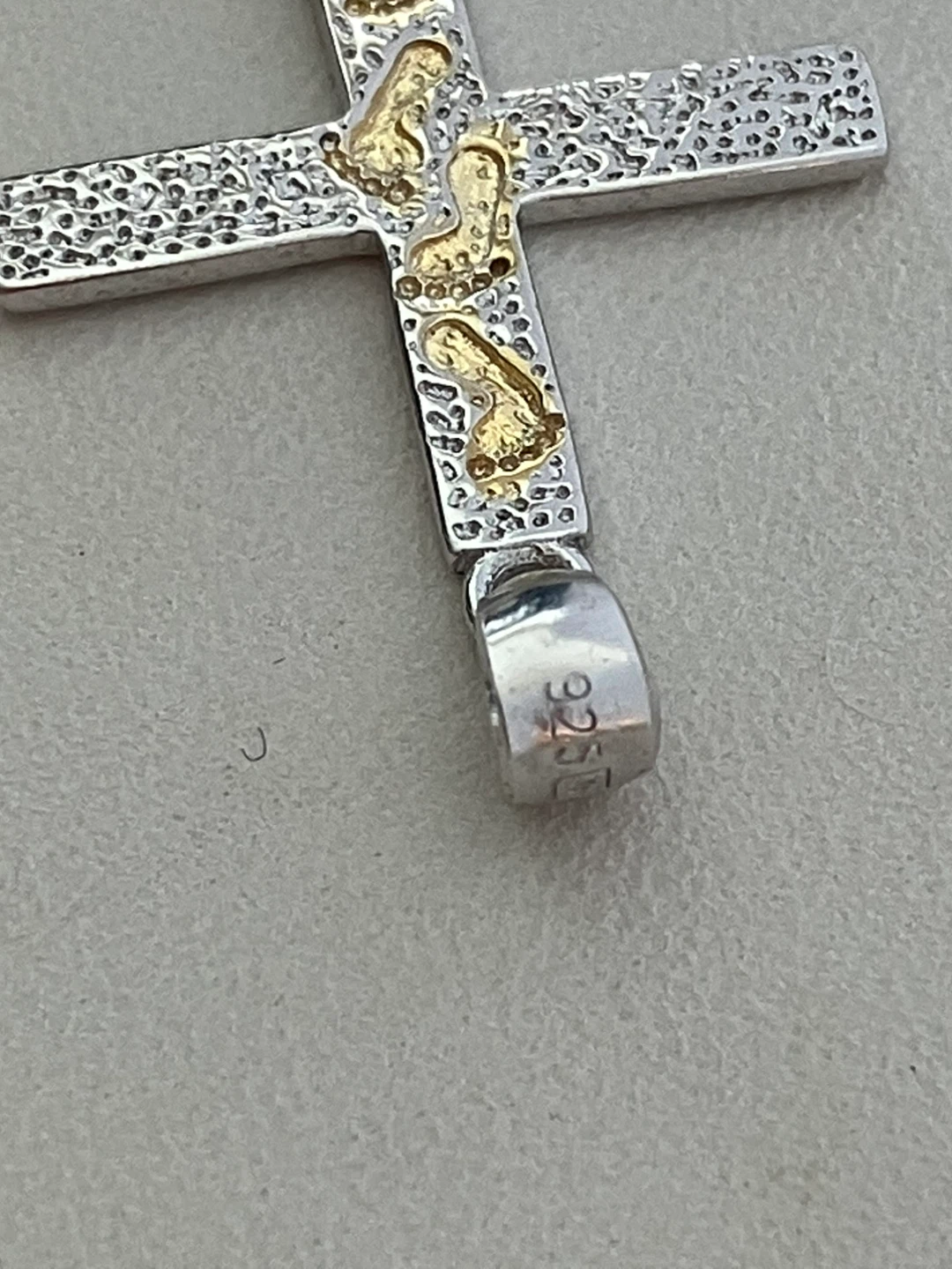 Sterling Silver Cross Pendant with Footprints - photo 4