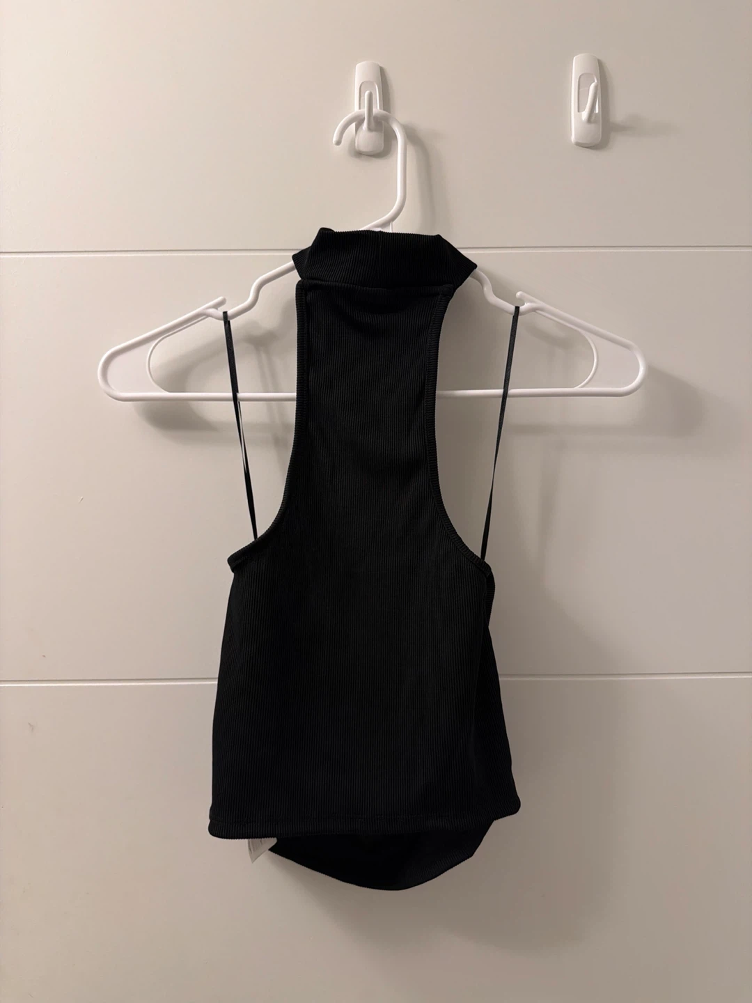 Bershka Black Ribbed Mock Neck Tank Top - Size S