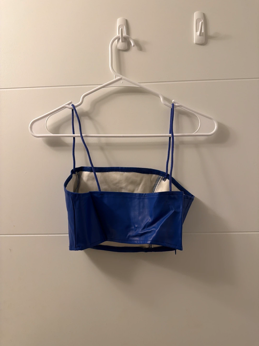 Blue Faux Leather Crop Top - photo 2