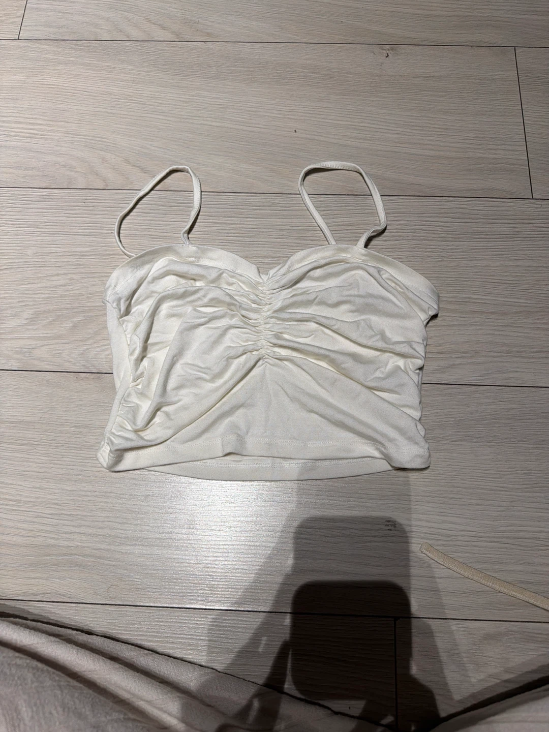White Ruched Tank Top
