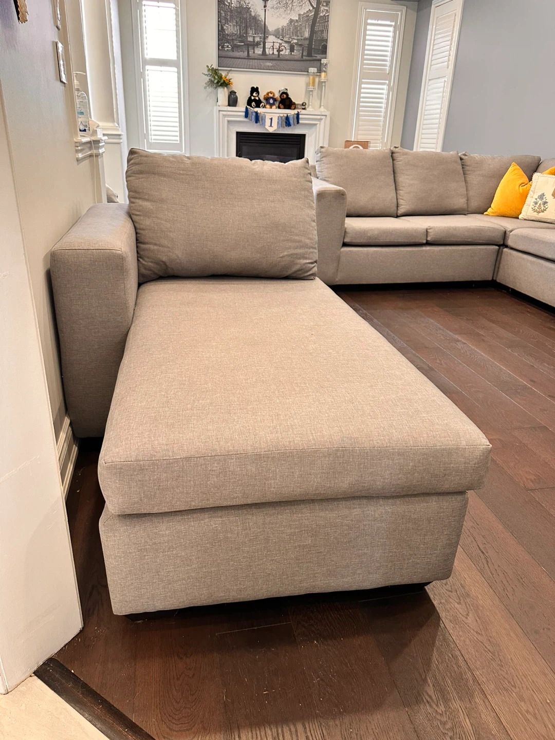 Light Grey Sectional Chaise Lounge Sofa