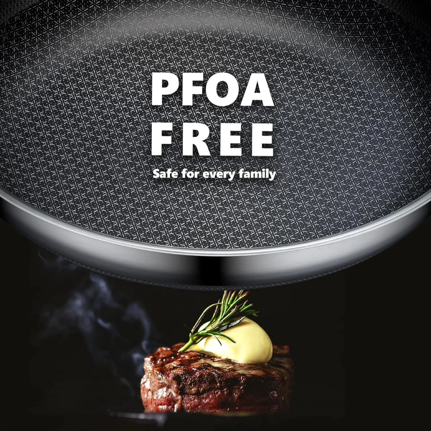 12in Non Stick Stainless Steel Frying Pan with Lid - photo 5