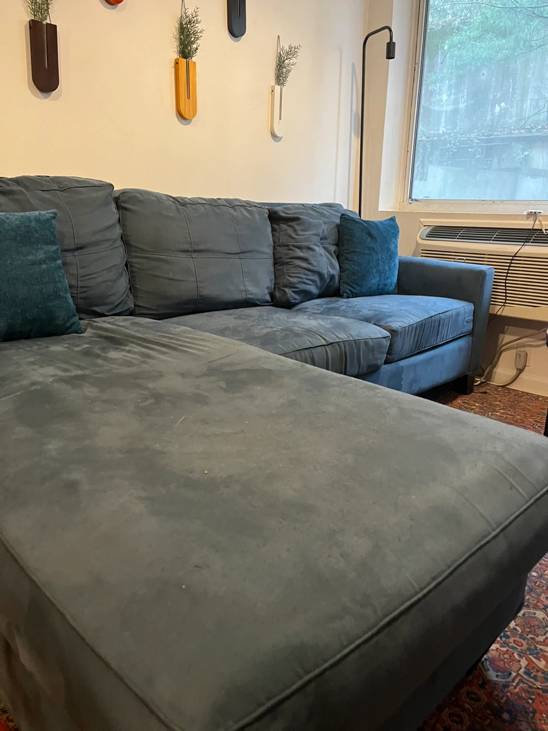 Blue Sectional Sofa with Chaise - photo 2