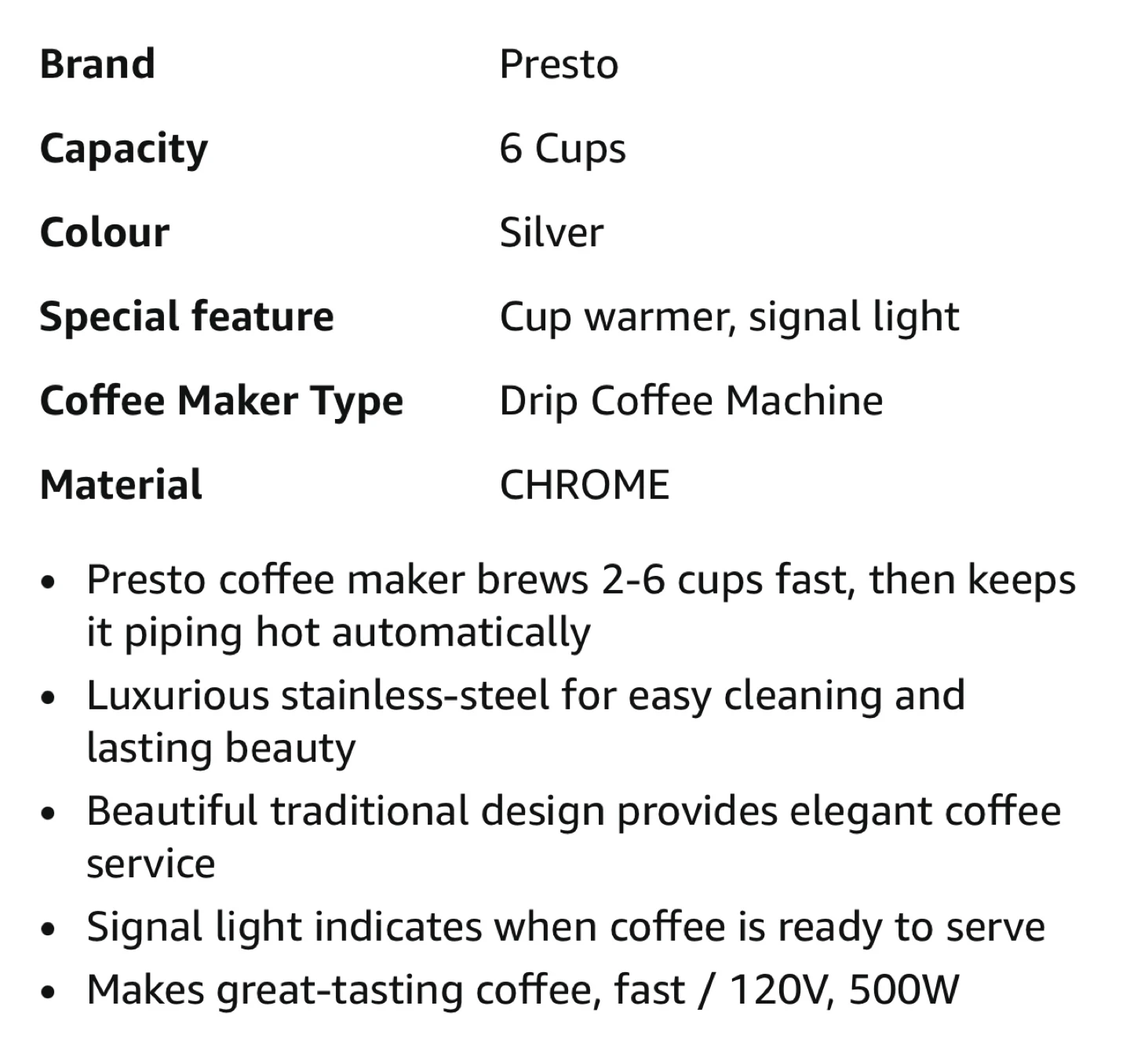 Presto 6-Cup Stainless Steel Coffee Maker - photo 3