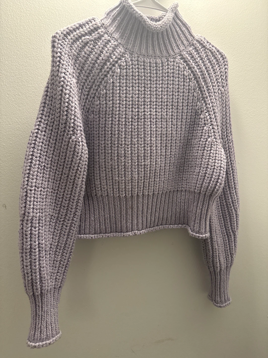 Purple Knit Mock Neck Cropped Sweater