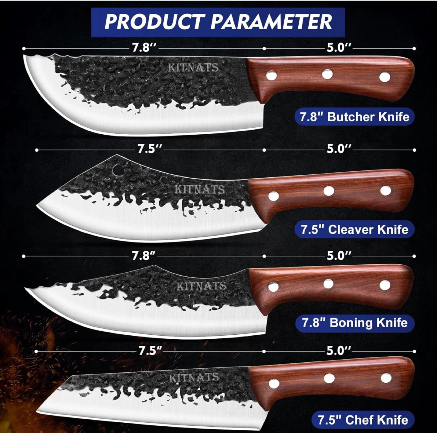 4PCS Hand Forged Butcher Knife Set - photo 2