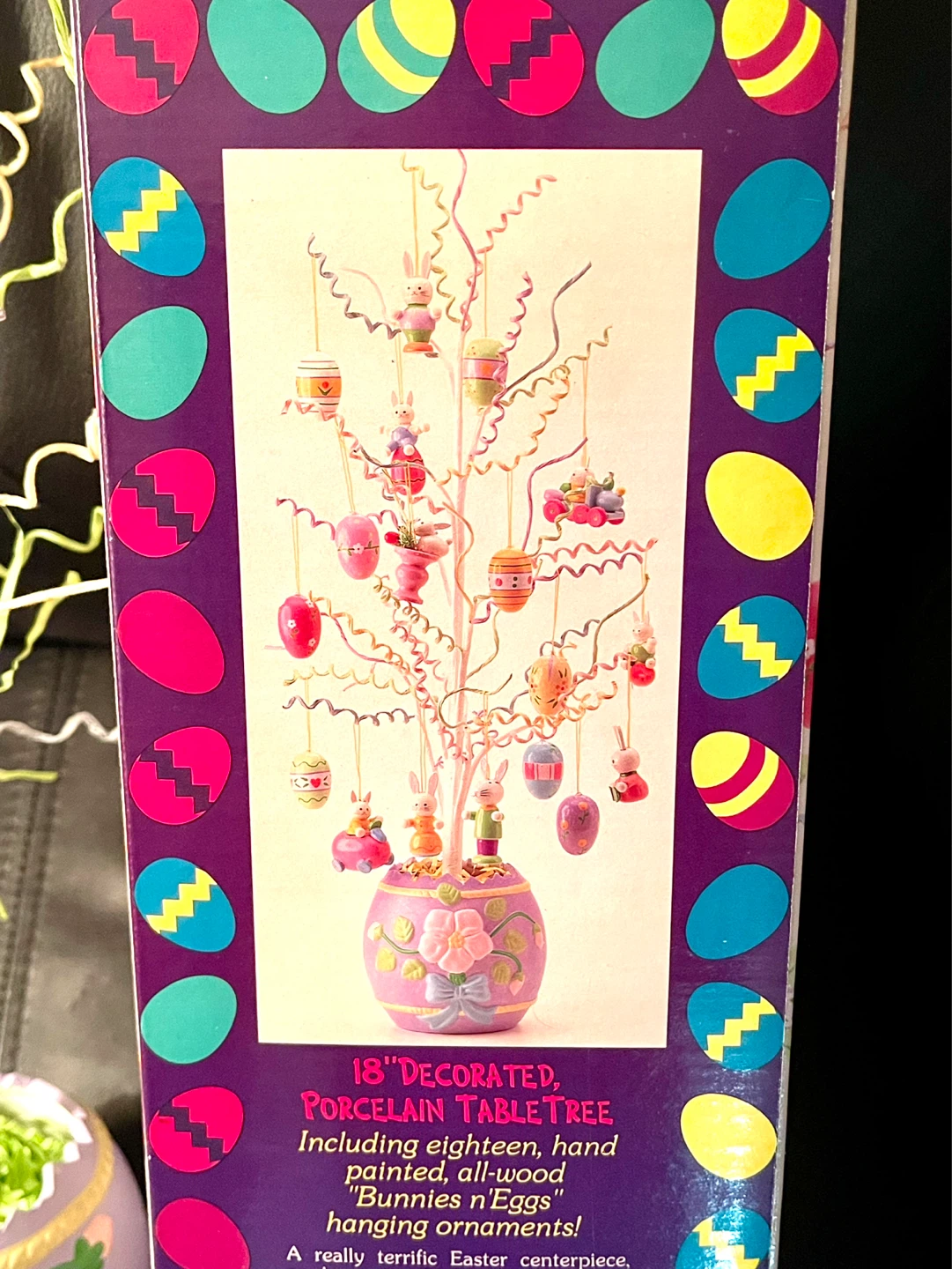Vintage 18" Decorated Porcelain Table Tree w/ Bunnies n' Eggs - photo 3