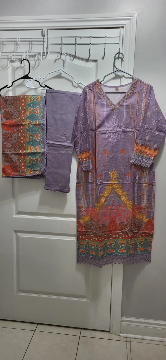 Purple Printed 3-Piece Lawn Suit - photo 2