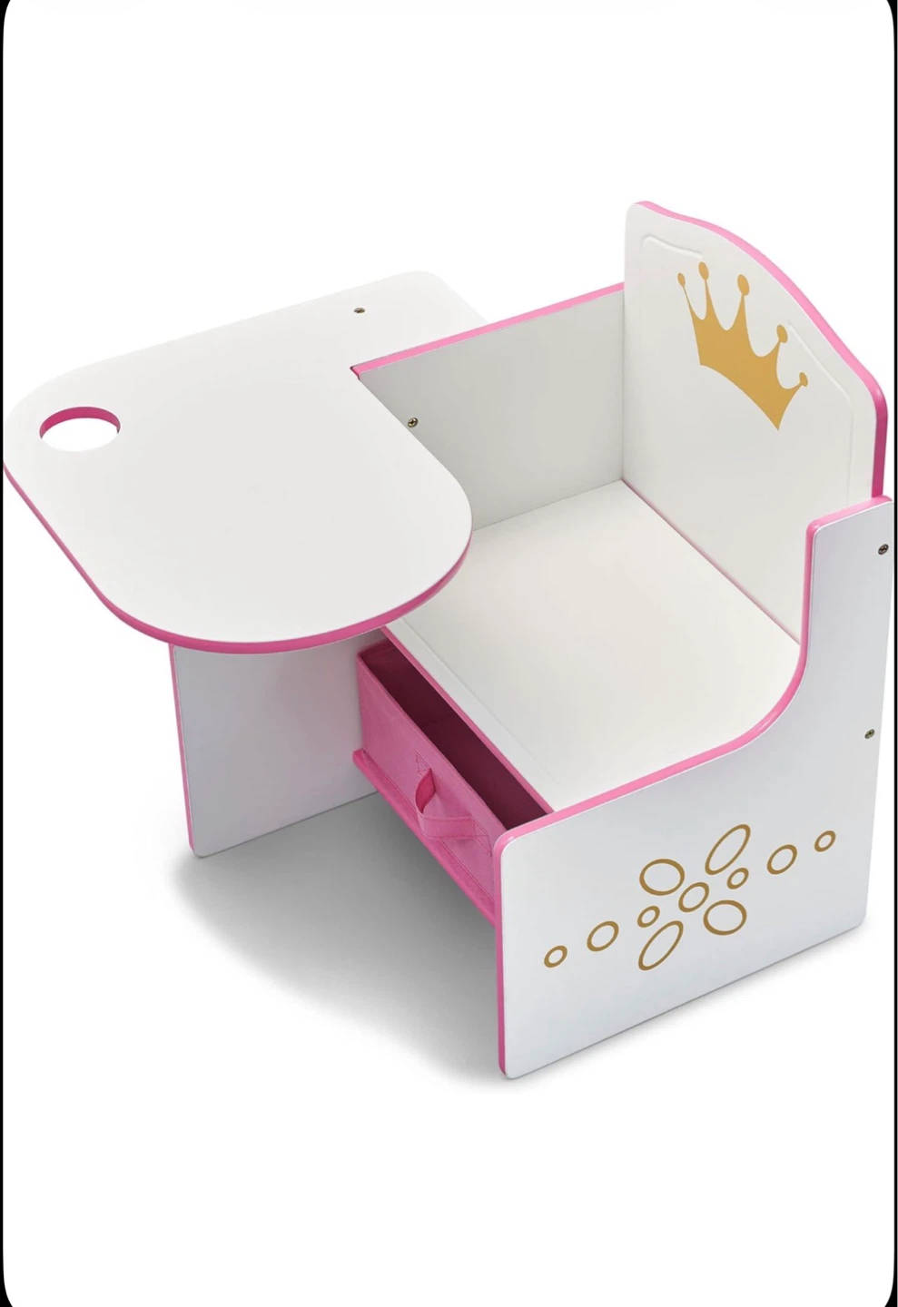 Kids Princess Chair Desk with Storage Drawer - photo 2