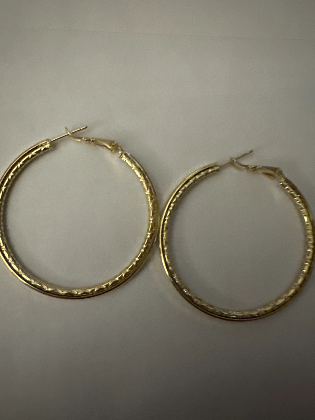 Gold Tone Textured Hoop Earrings