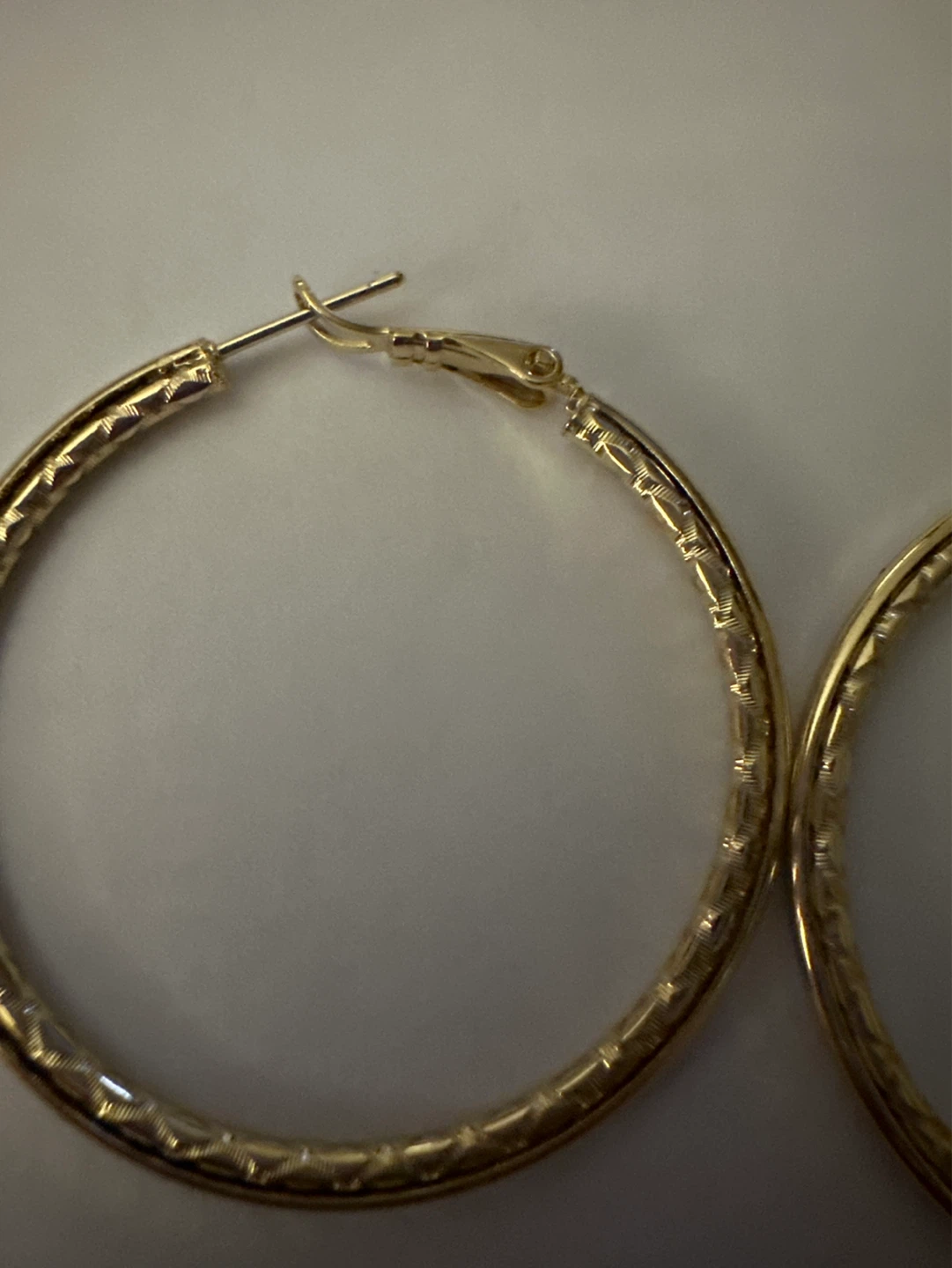 Gold Tone Textured Hoop Earrings - photo 2