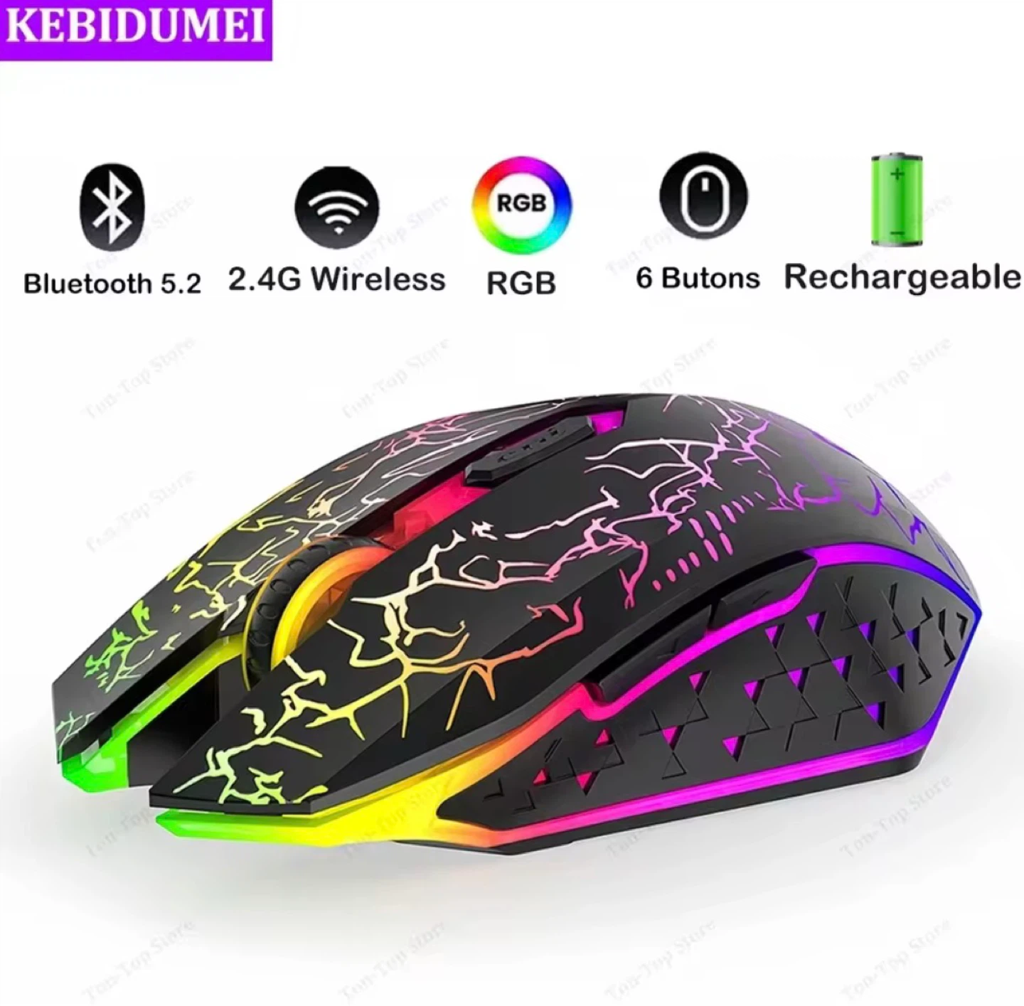 RGB Rechargeable Wireless Gaming Mouse - Bluetooth 5.2 & 2.4G