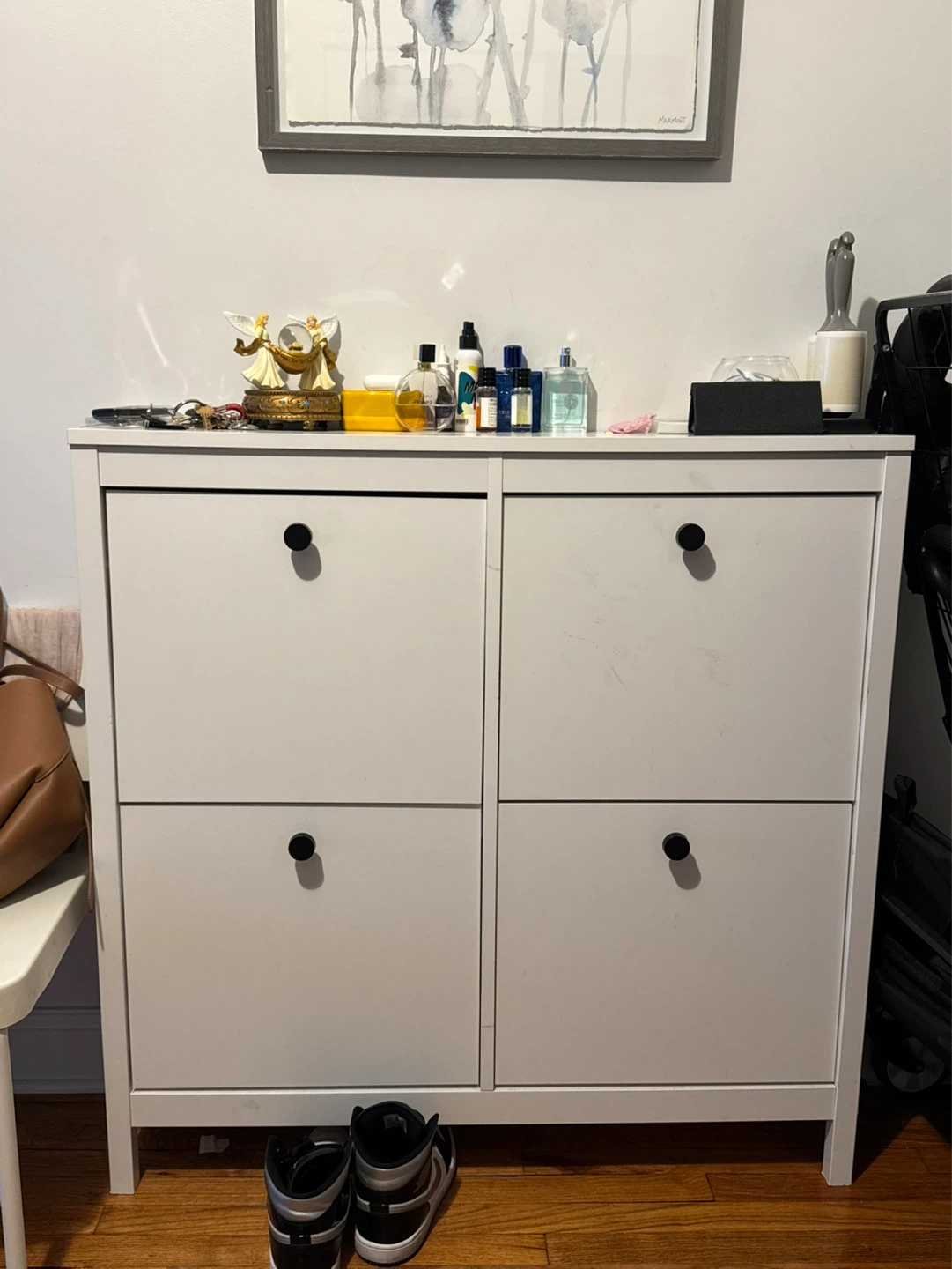 White 4-Door Ikea Shoe Storage Cabinet