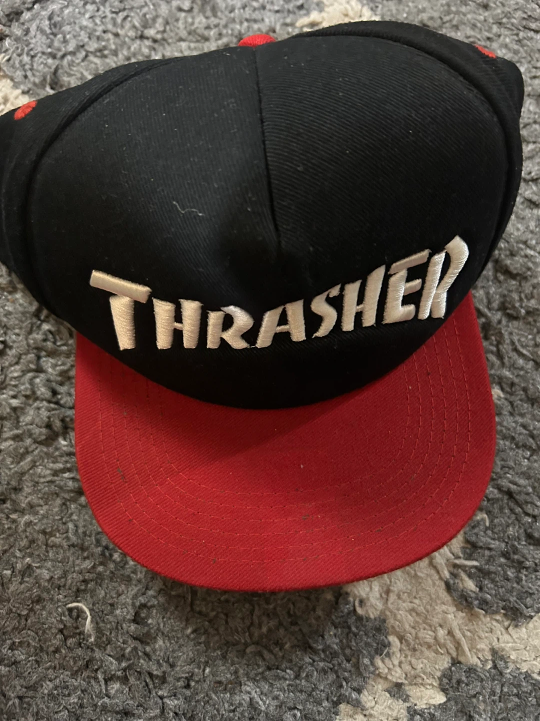 Thrasher Black and Red Snapback Hat