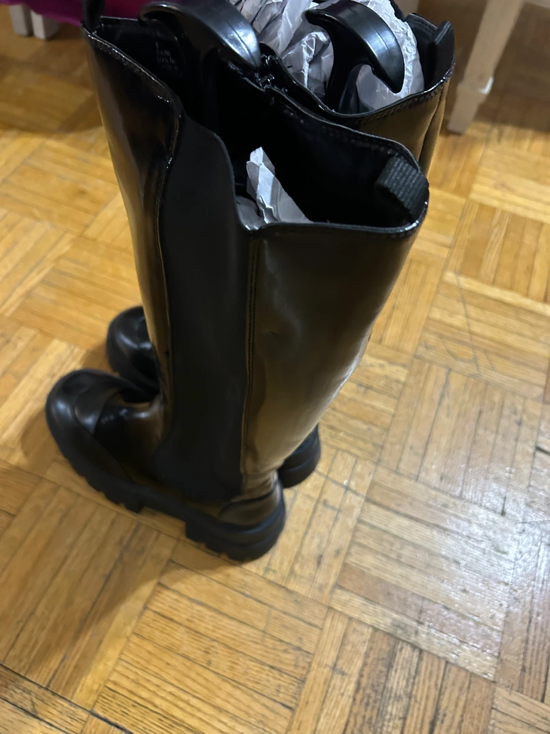 Black Shiny Knee-High Boots