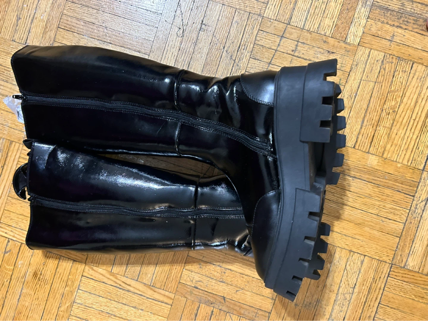 Black Shiny Knee-High Boots - photo 2