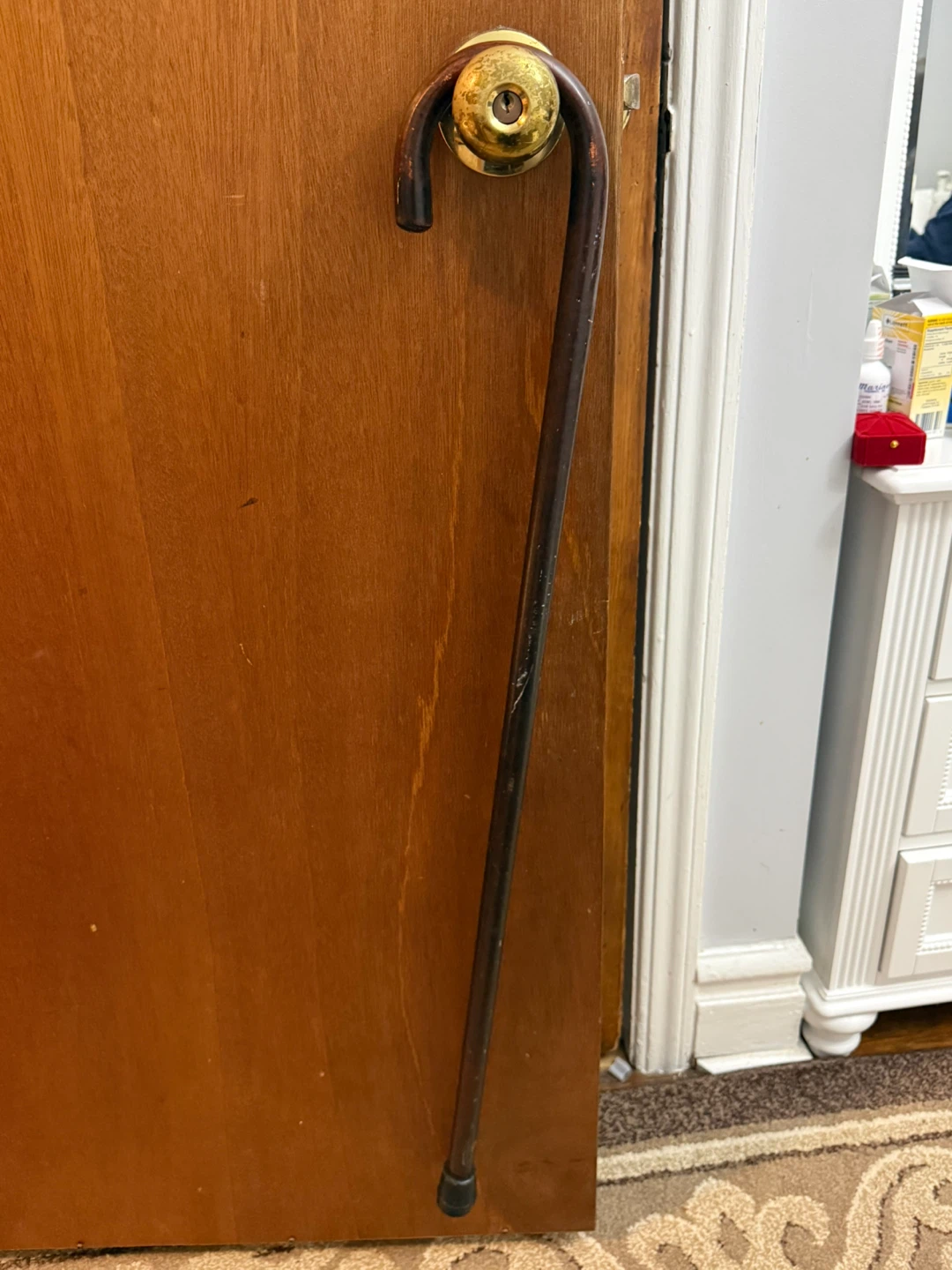 Vintage Wooden Cane with Hook Handle - photo 2