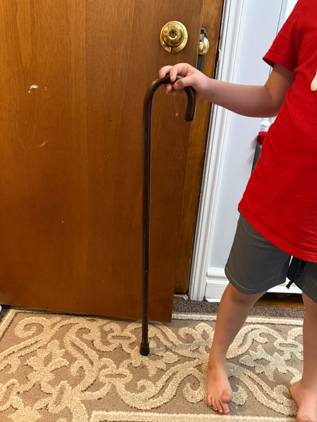 Vintage Wooden Cane with Hook Handle