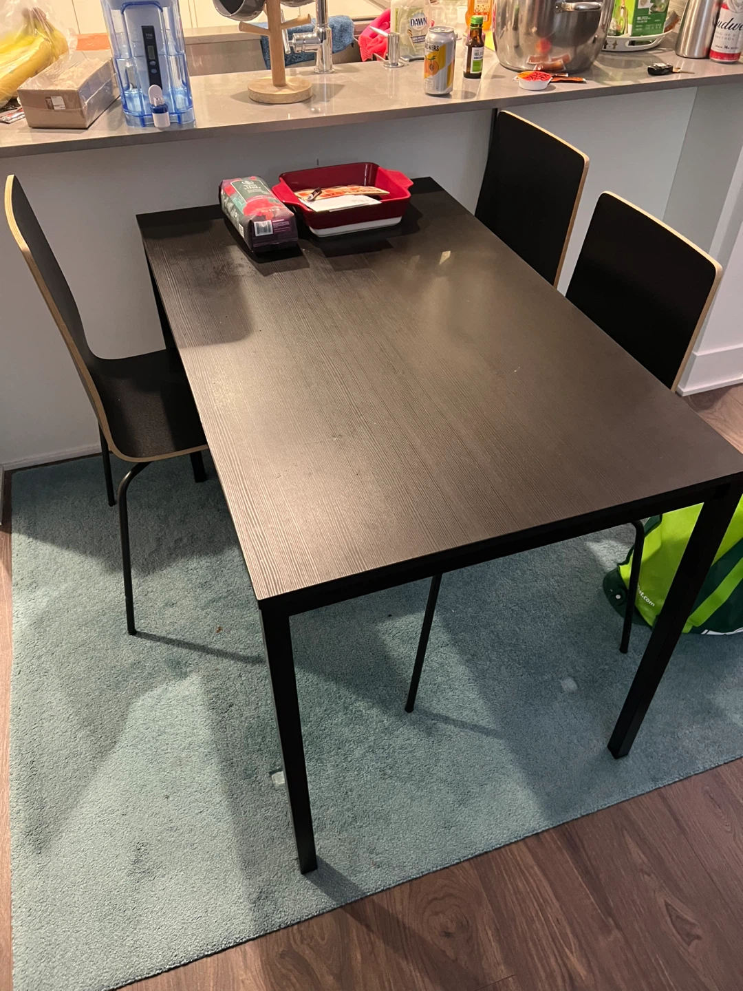 Black Dining Table Set with 3 Chairs - photo 2