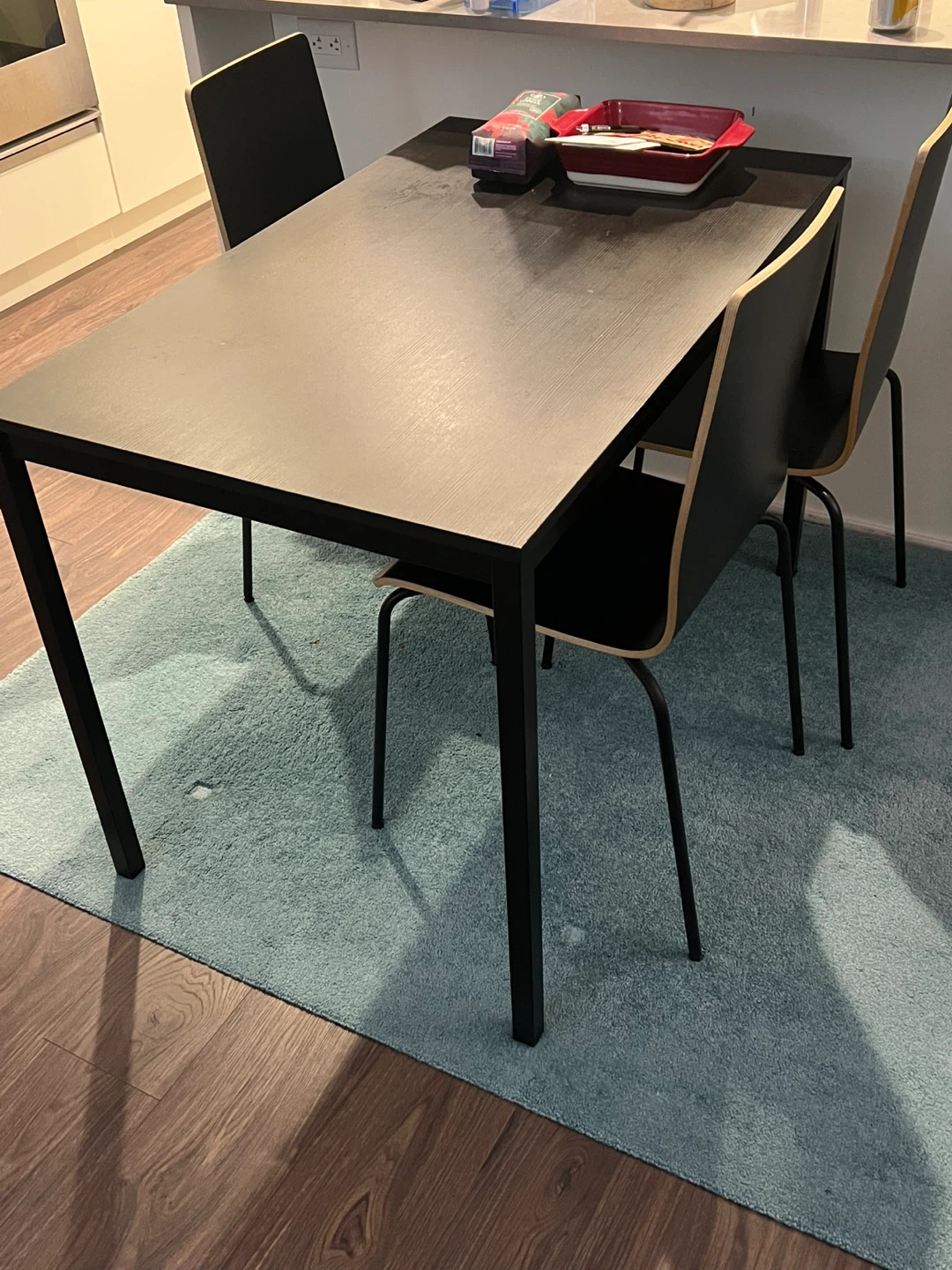 Black Dining Table Set with 3 Chairs