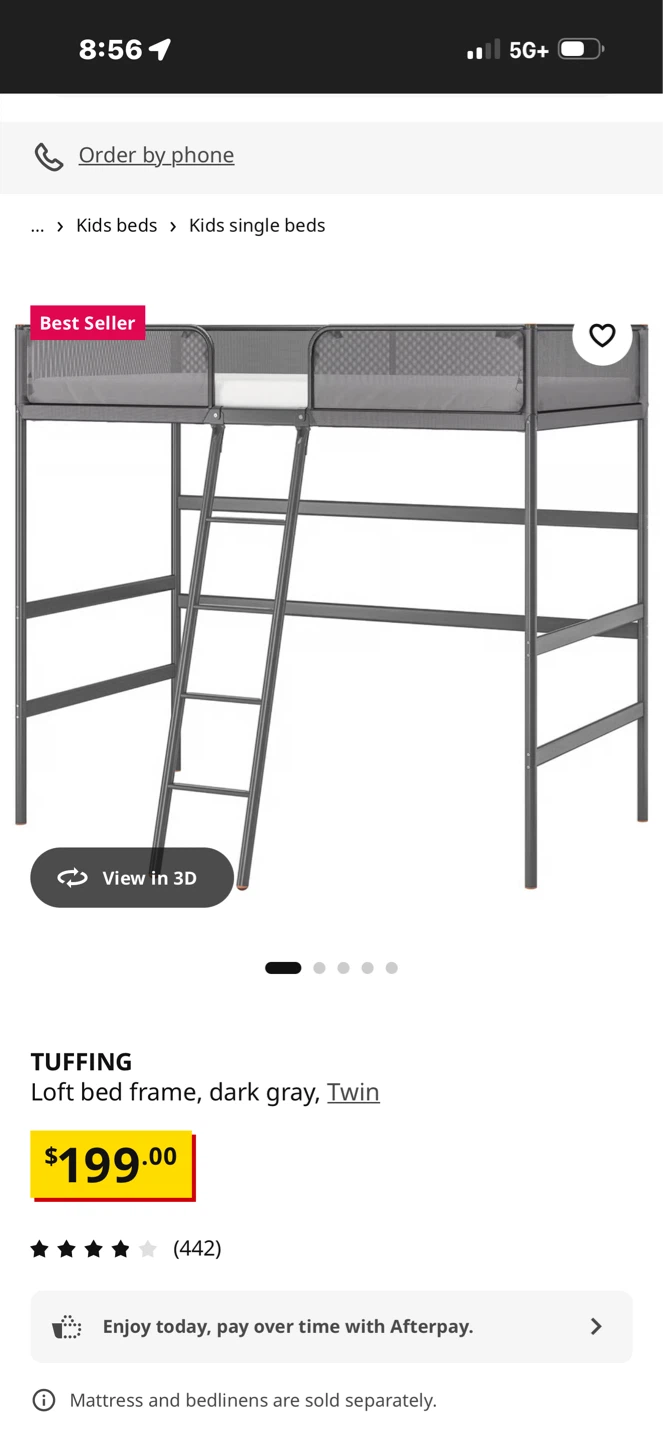 TUFFING Loft Bed Frame - Dark Gray, Twin - photo 2