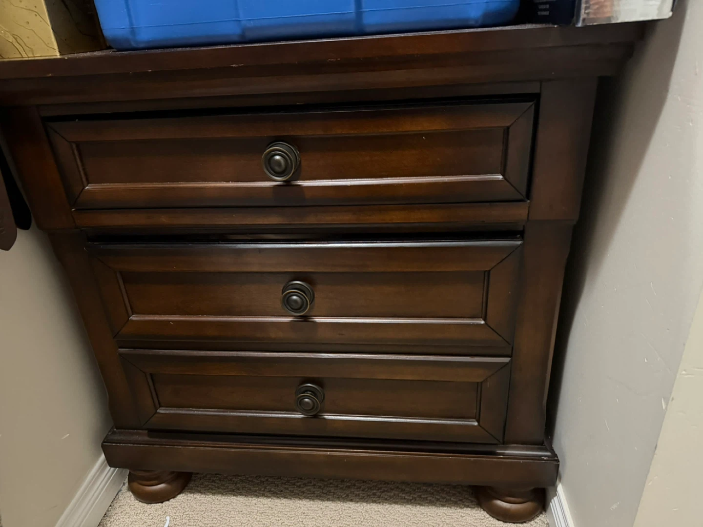 Wooden Bed Frame with Storage Drawers & side table - photo 2