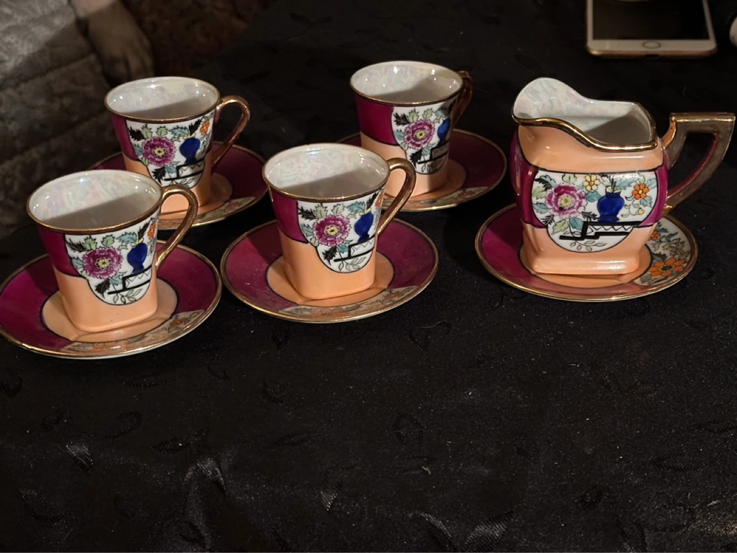 vintage japanese lustre ware demitasse set
