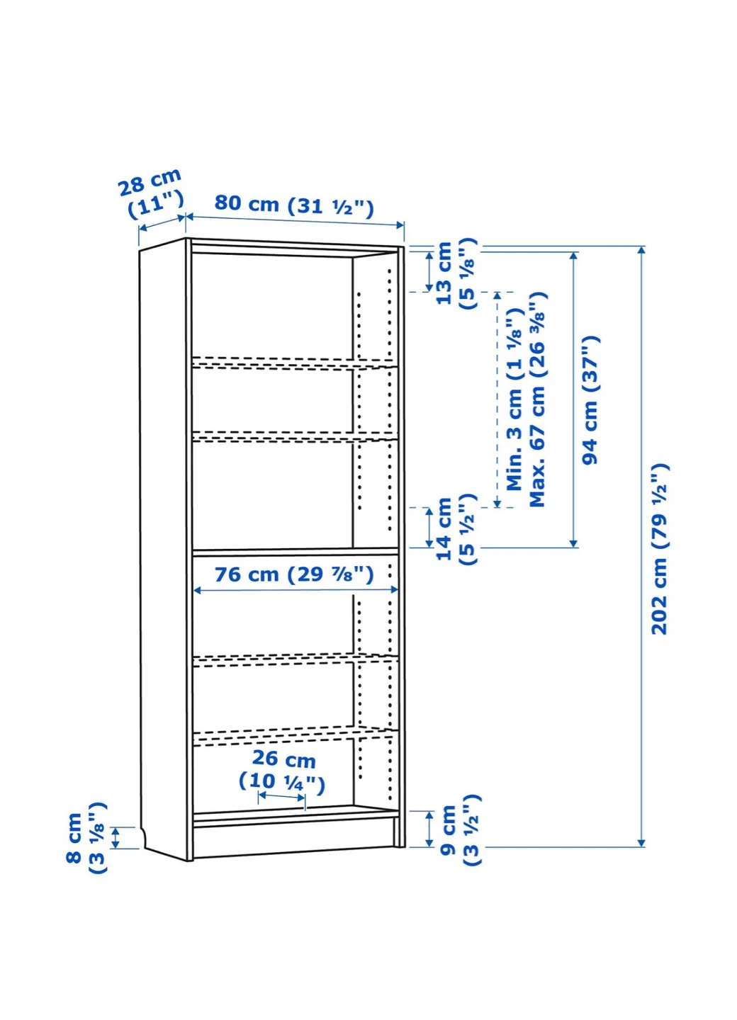 IKEA BILLY White Bookcase - 80cm Wide - photo 2