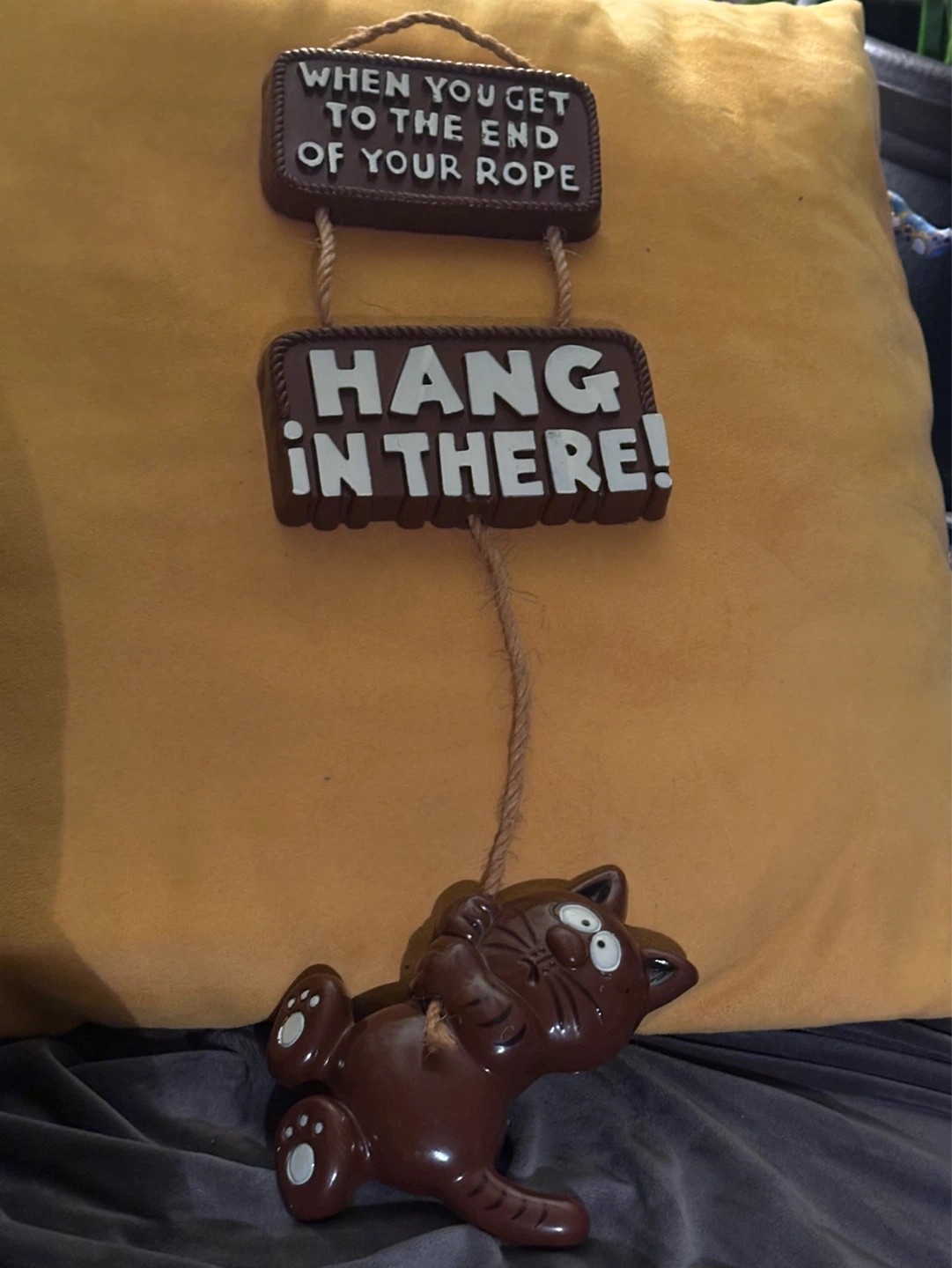 Vintage at the end of your rope cat sign