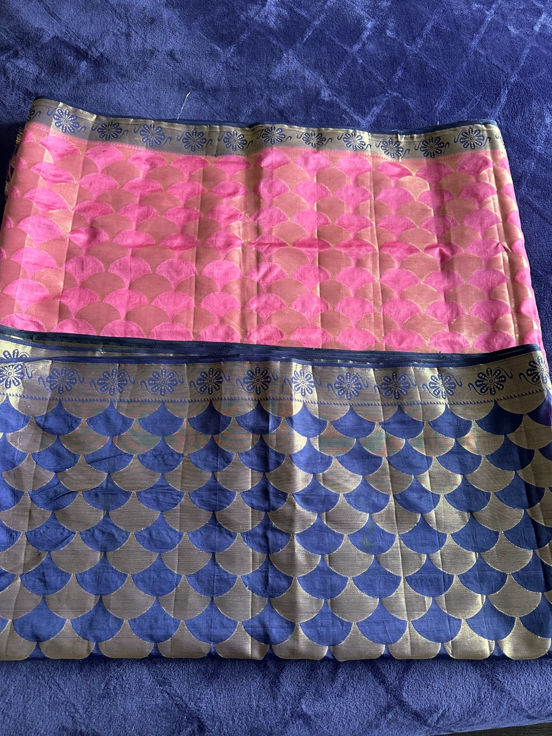 Pink and Blue art Silk Saree