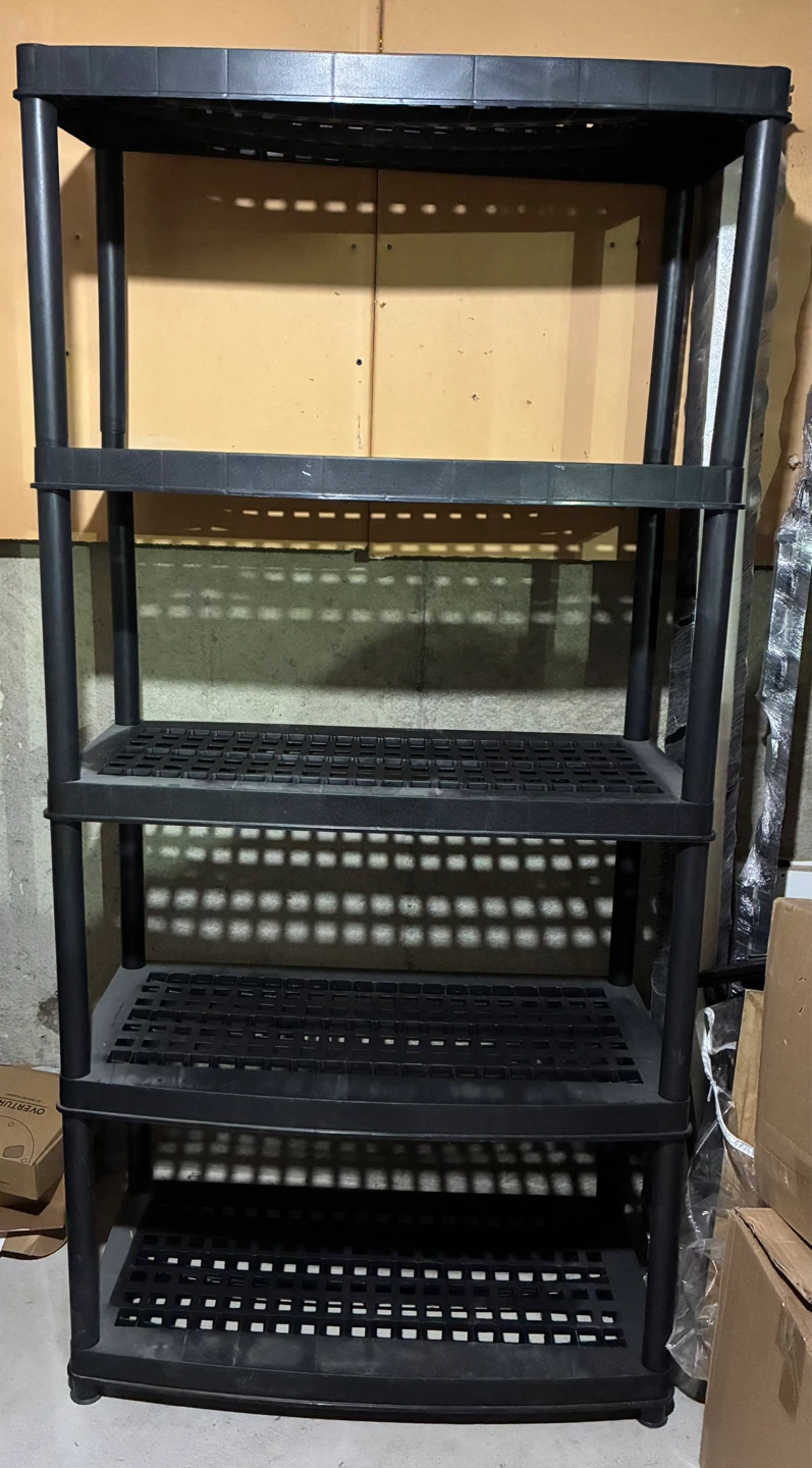 5-Tier Black Plastic Shelving Unit
