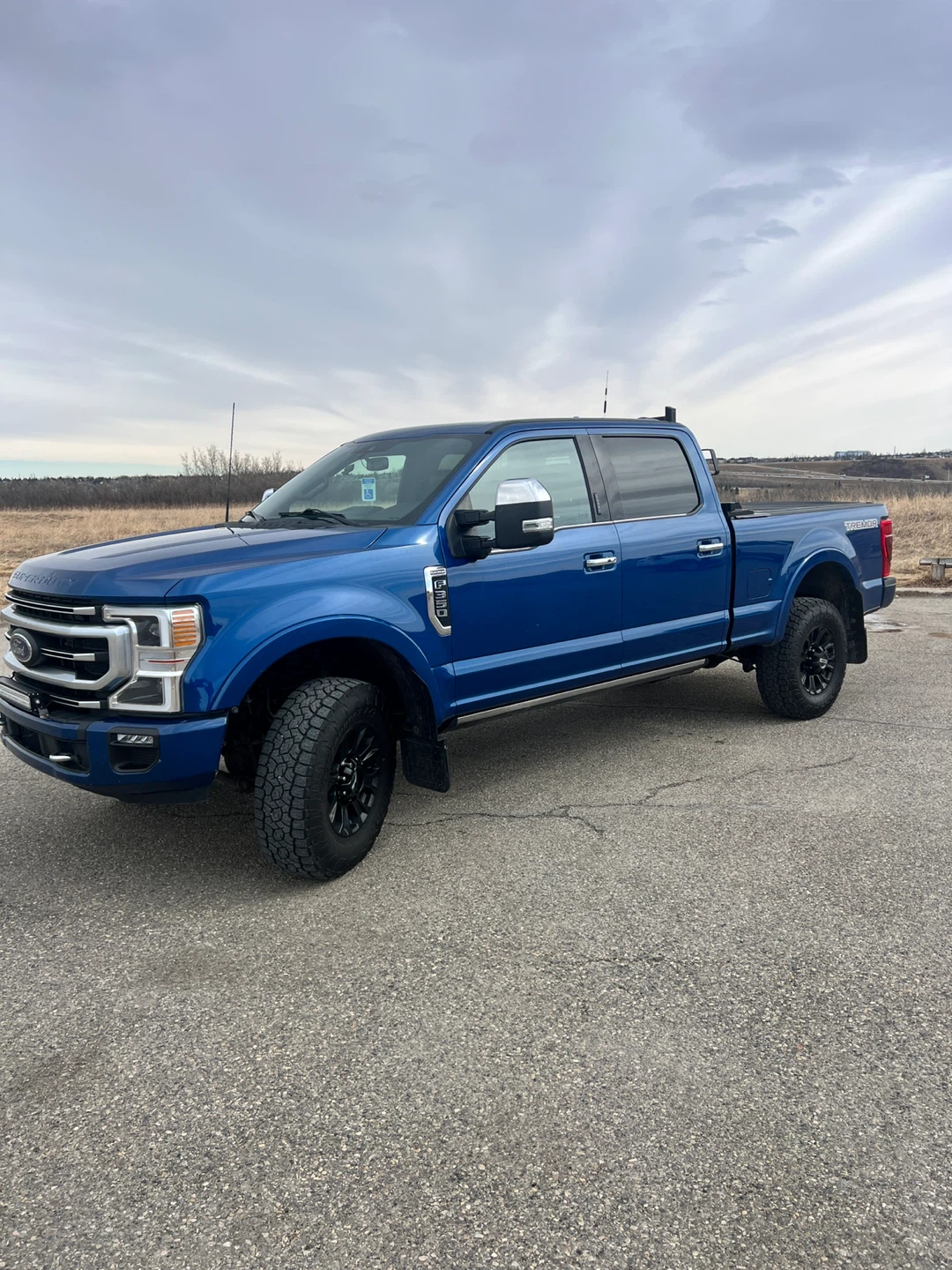 Blue Ford F-350 Platinum Tremor Crew Cab Pickup Truck