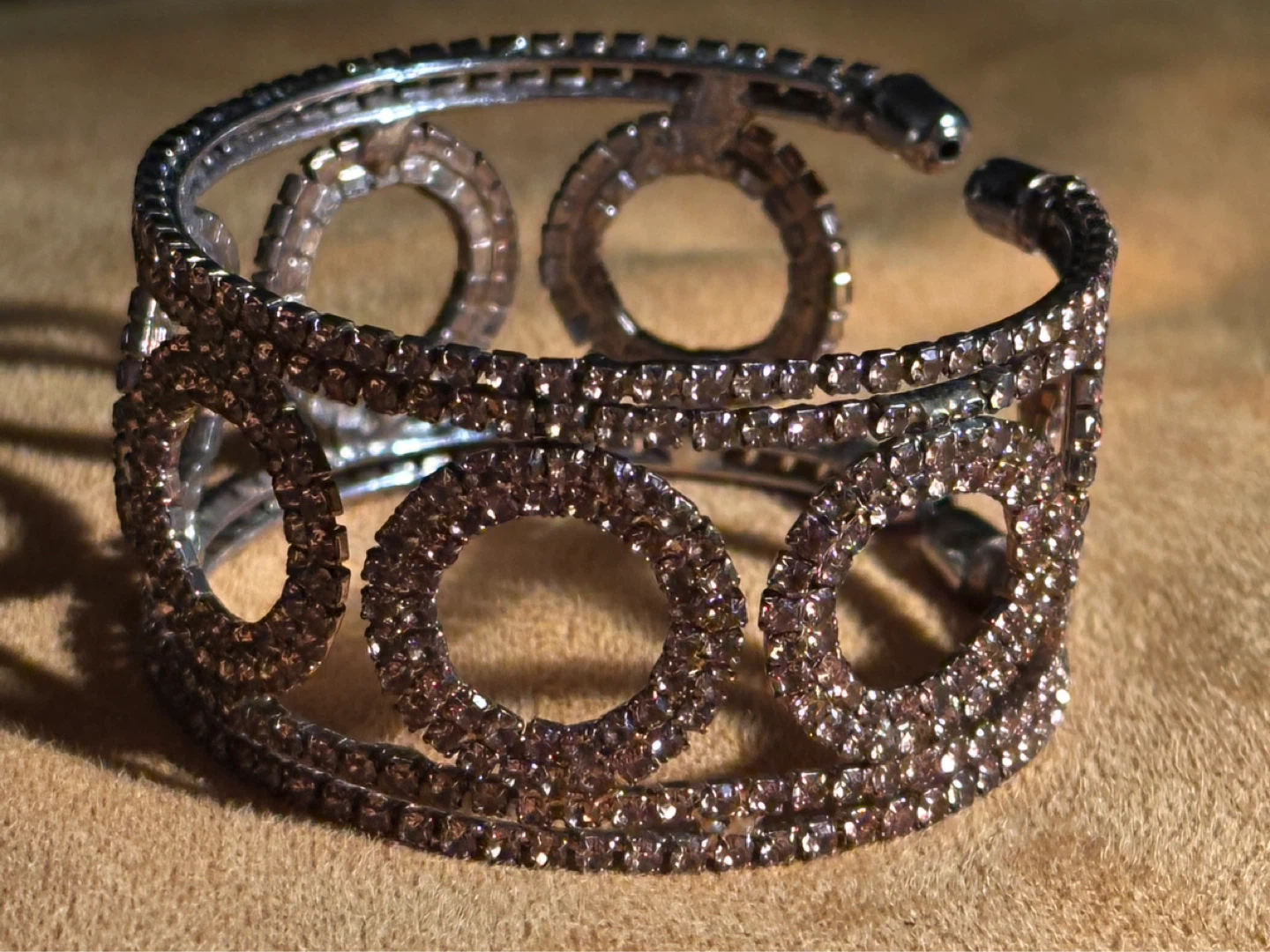 Vintage Amber Rhinestone Circular Cuff - photo 2