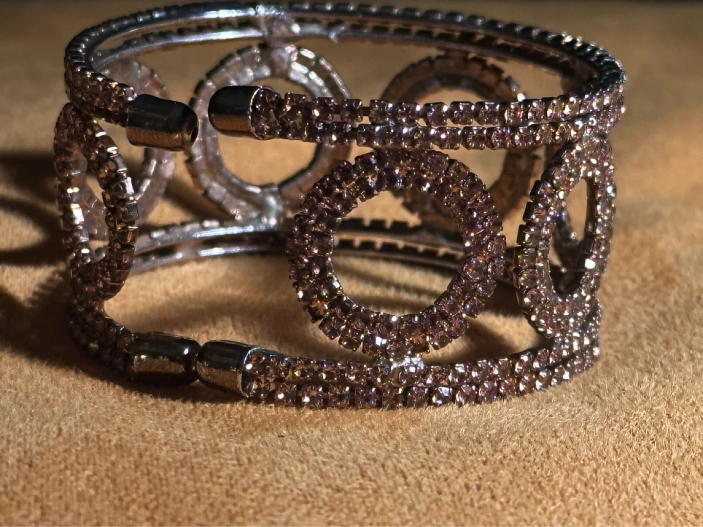 Vintage Amber Rhinestone Circular Cuff - photo 4