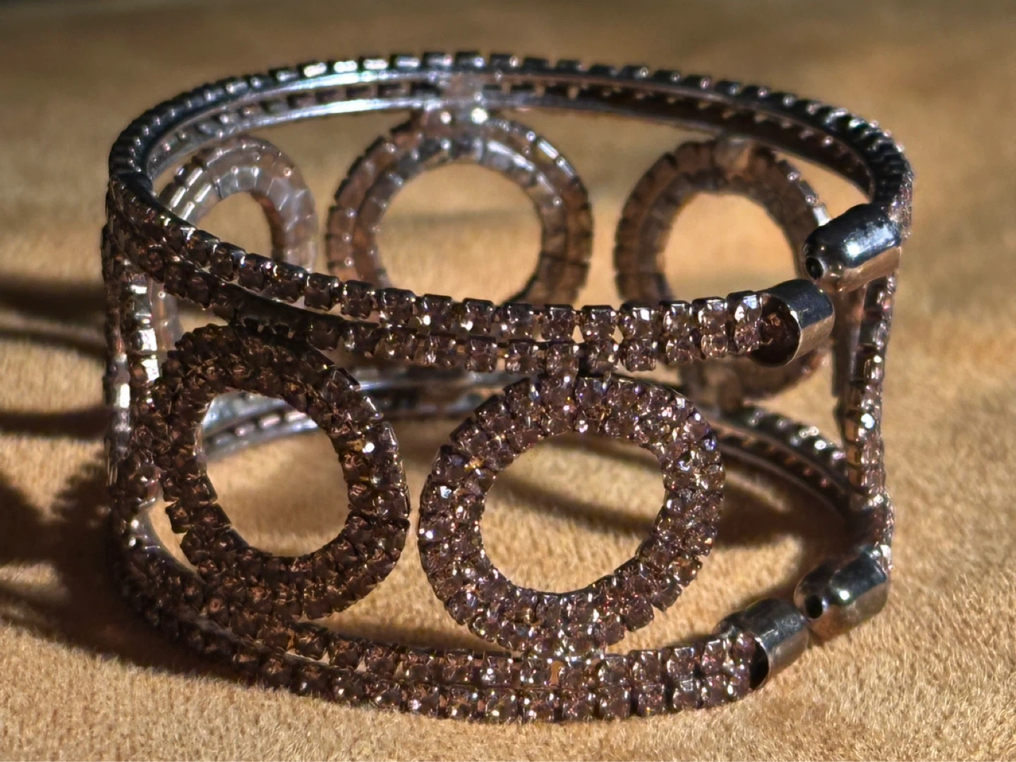Vintage Amber Rhinestone Circular Cuff - photo 5