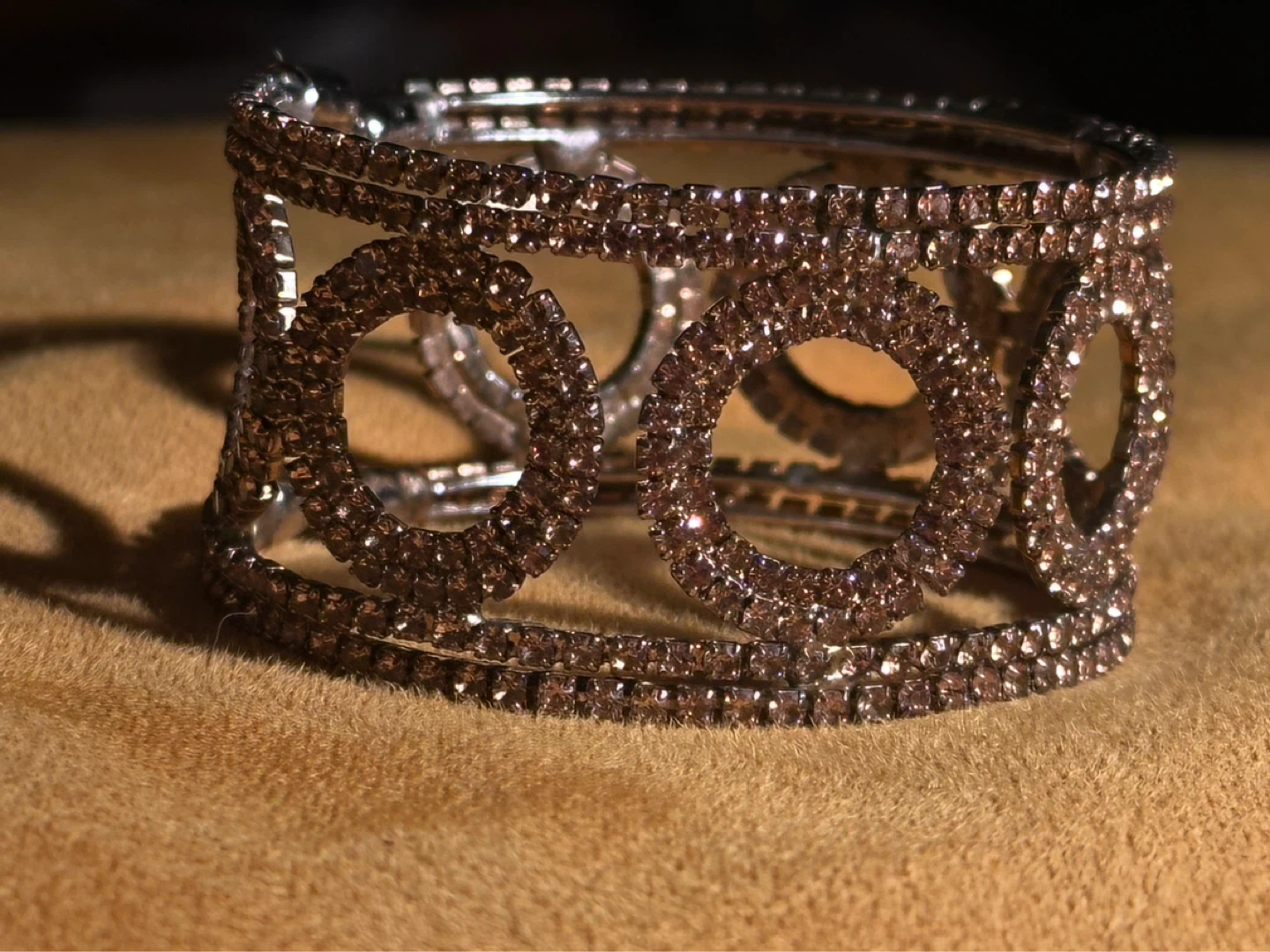 Vintage Amber Rhinestone Circular Cuff - photo 3